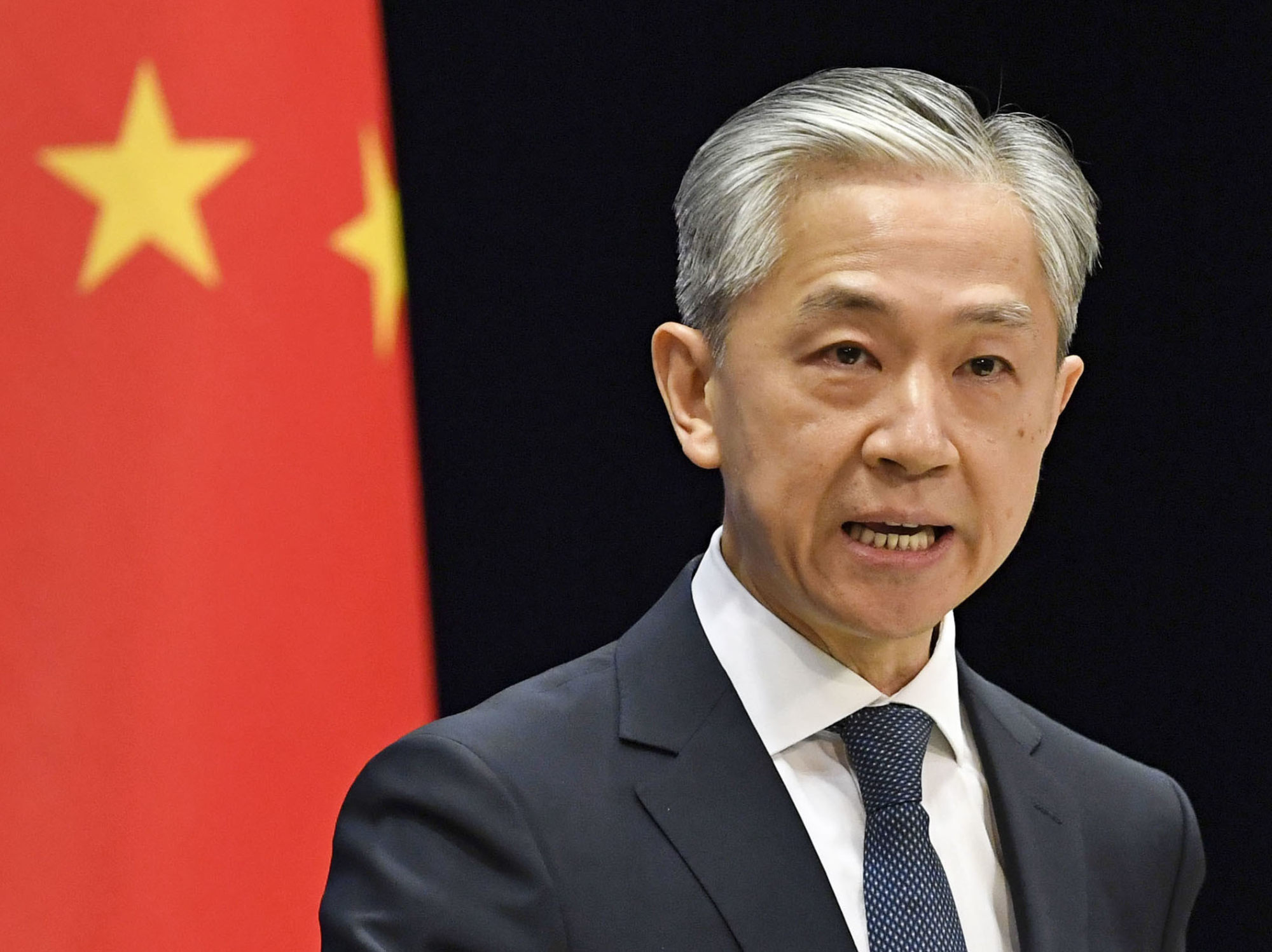 Chinese foreign ministry spokesman Wang Wenbin. Photo: Kyodo