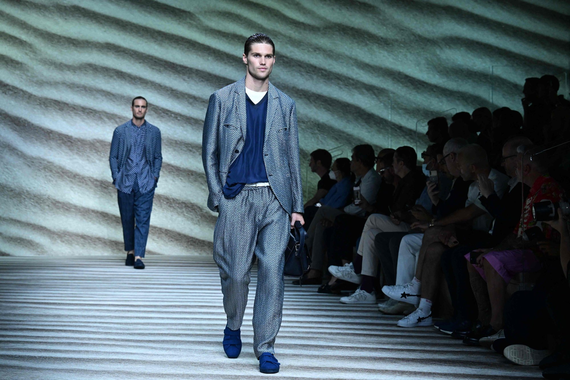 Milan Men's Fashion Week: Giorgio Armani mixed elegance with a touch of  whimsy through colour blocking and surprising prints for spring/summer 2023  in shades of blue