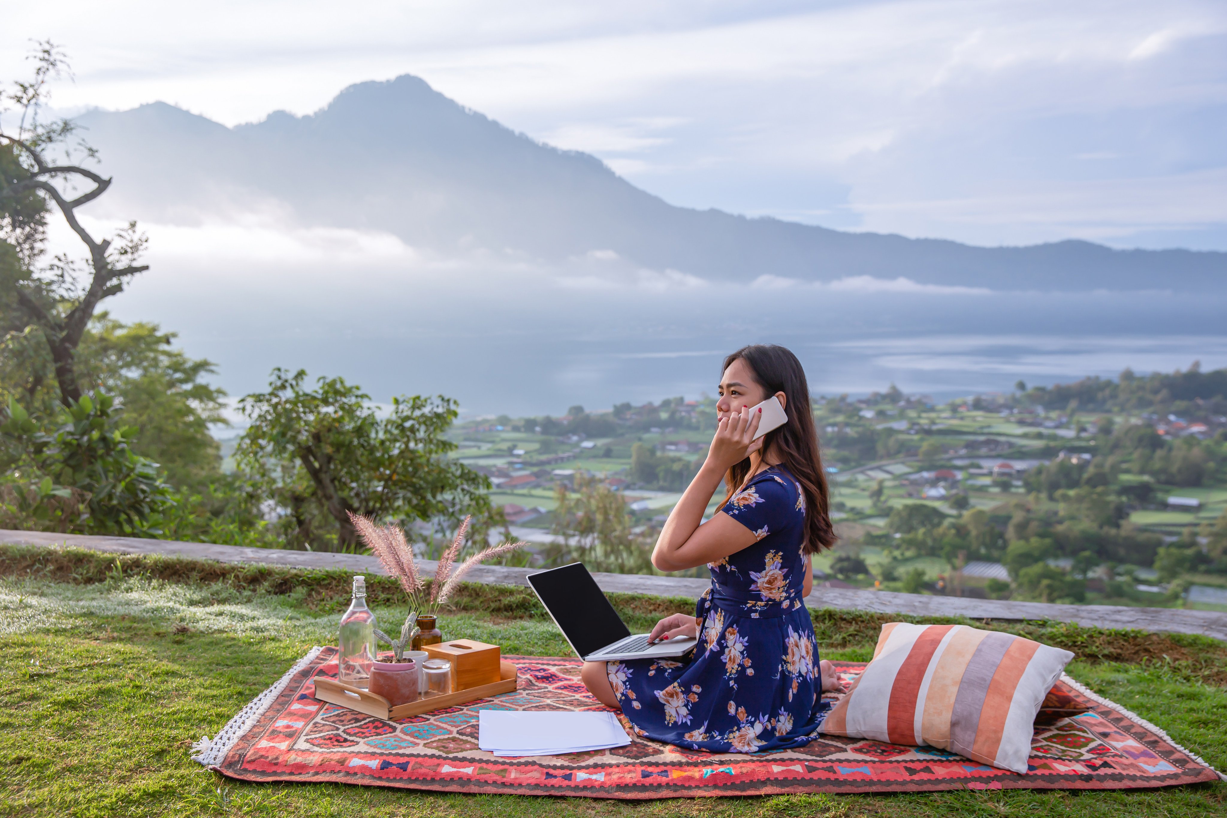 A digital nomad in Bali. Indonesia has announced that a remote worker visa lasting for up to five years will finally 
see the light of day. Photo: Getty Images