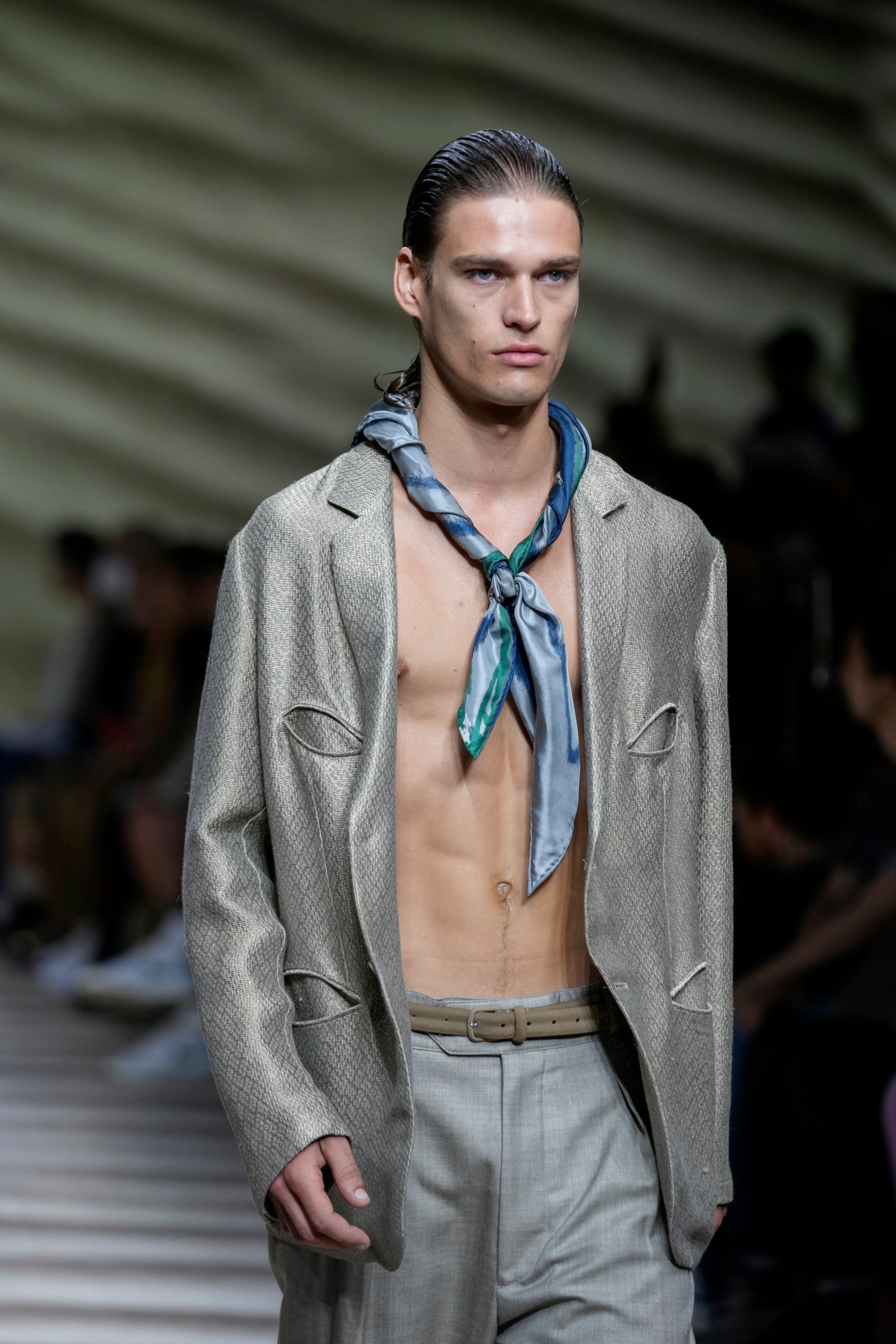 Milan Men's Fashion Week: Giorgio Armani mixed elegance with a touch of  whimsy through colour blocking and surprising prints for spring/summer 2023  in shades of blue