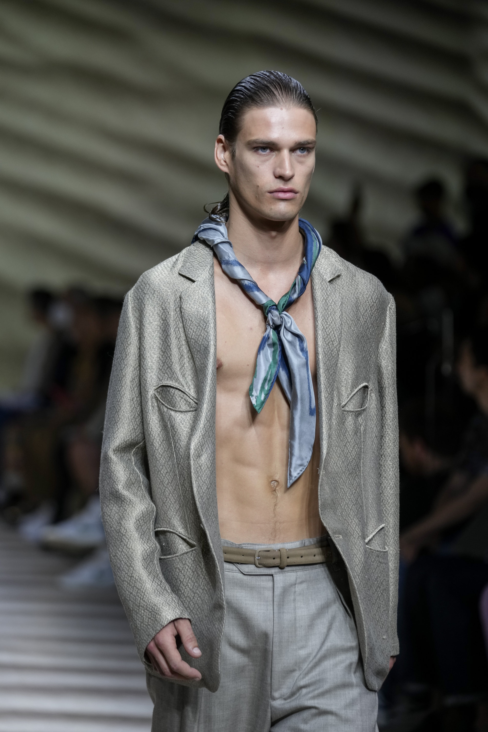 Milan Men's Fashion Week: Giorgio Armani mixed elegance with a touch of  whimsy through colour blocking and surprising prints for spring/summer 2023  in shades of blue