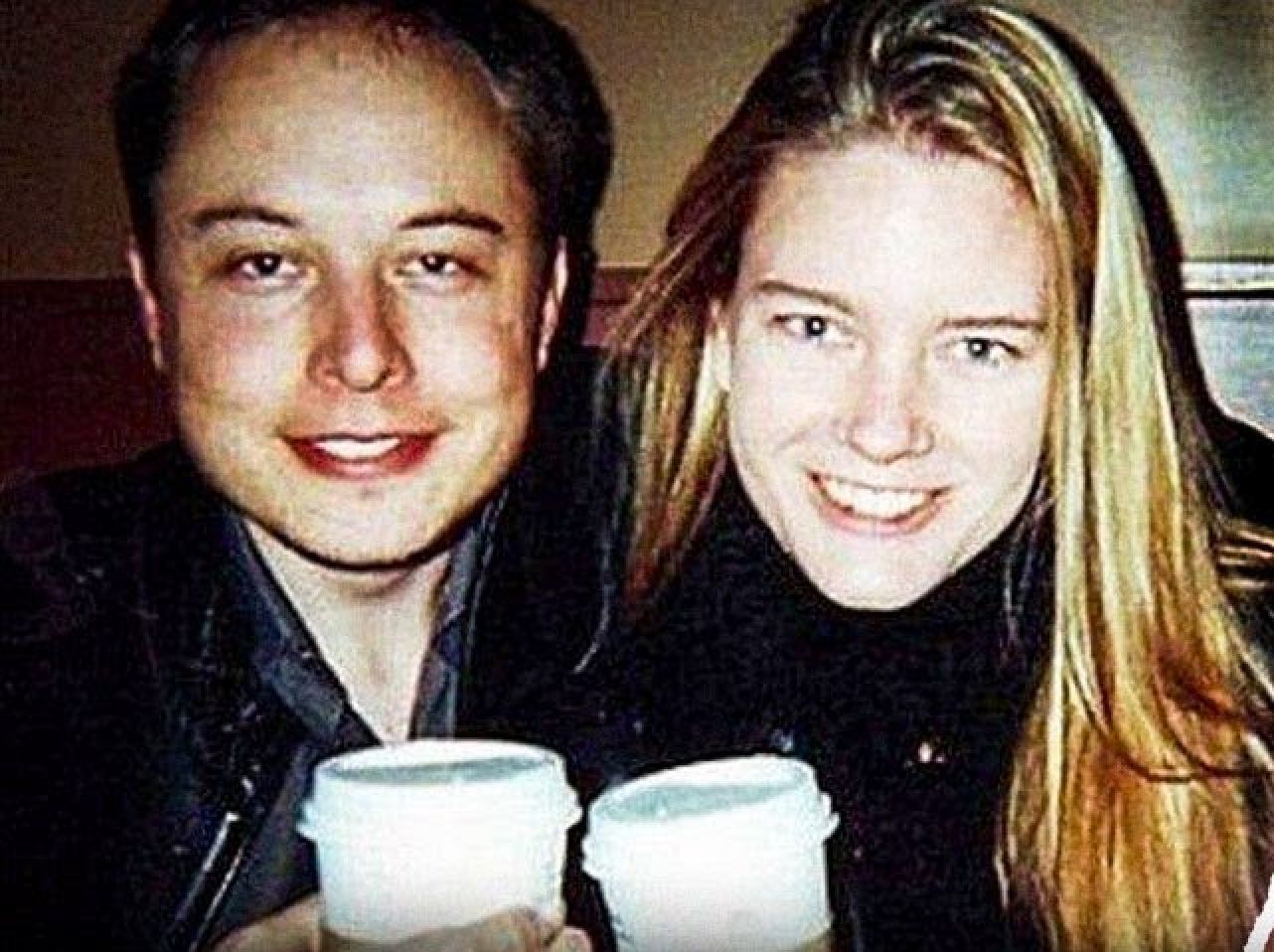 Sharing a brew: Elon Musk with Justine Wilson. Photo: Smart Sense/YouTube