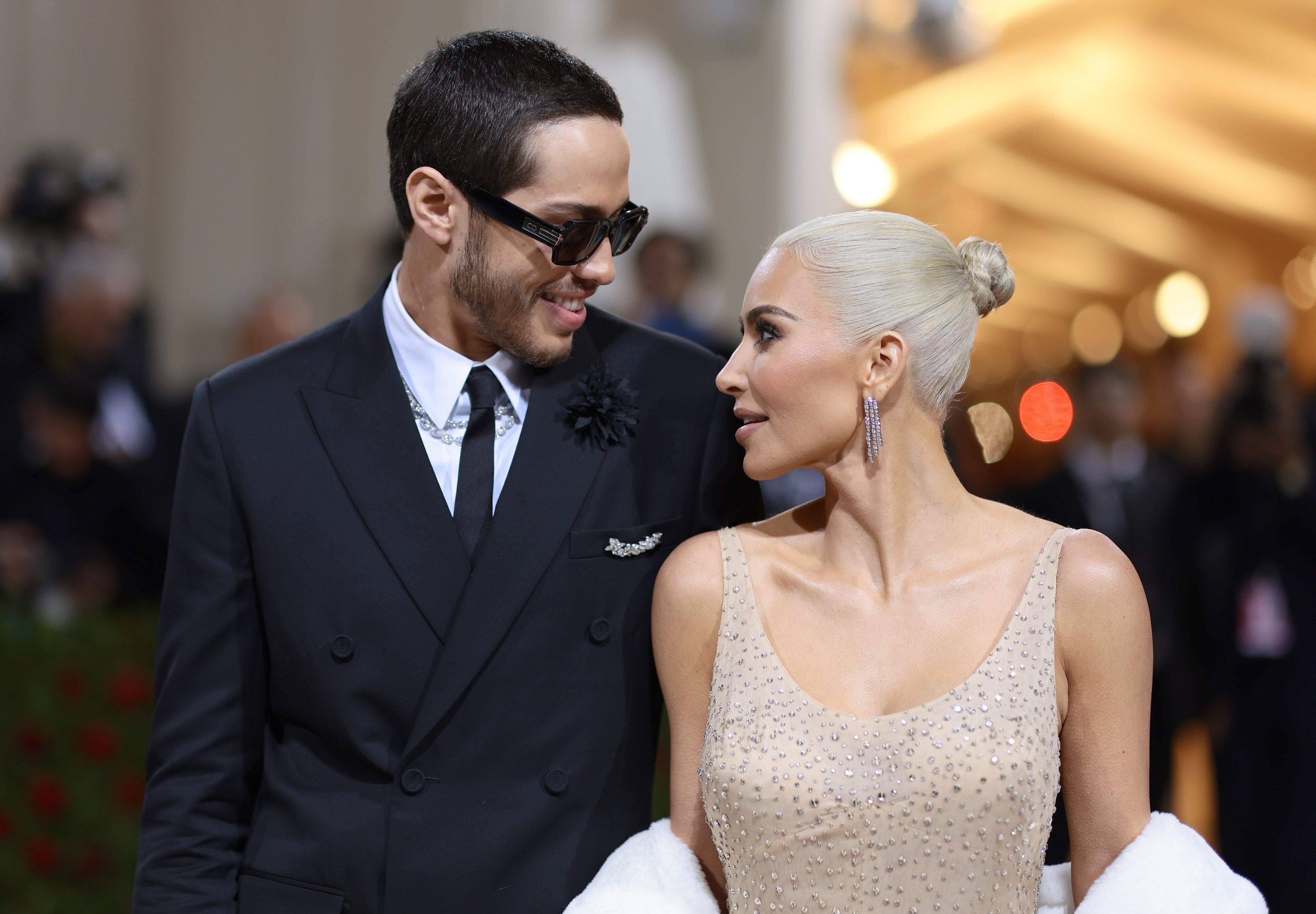 Pete Davidson with Kim Kardashian at the 2022 Met Gala at The Metropolitan Museum of Art in New York on May 2, 2022. The American comedian has dated a string of famous women including Ariana Grande, Kate Beckinsale, Kaia Gerber, Margaret Qualley and Phoebe Dynevor. Photo: Getty Images