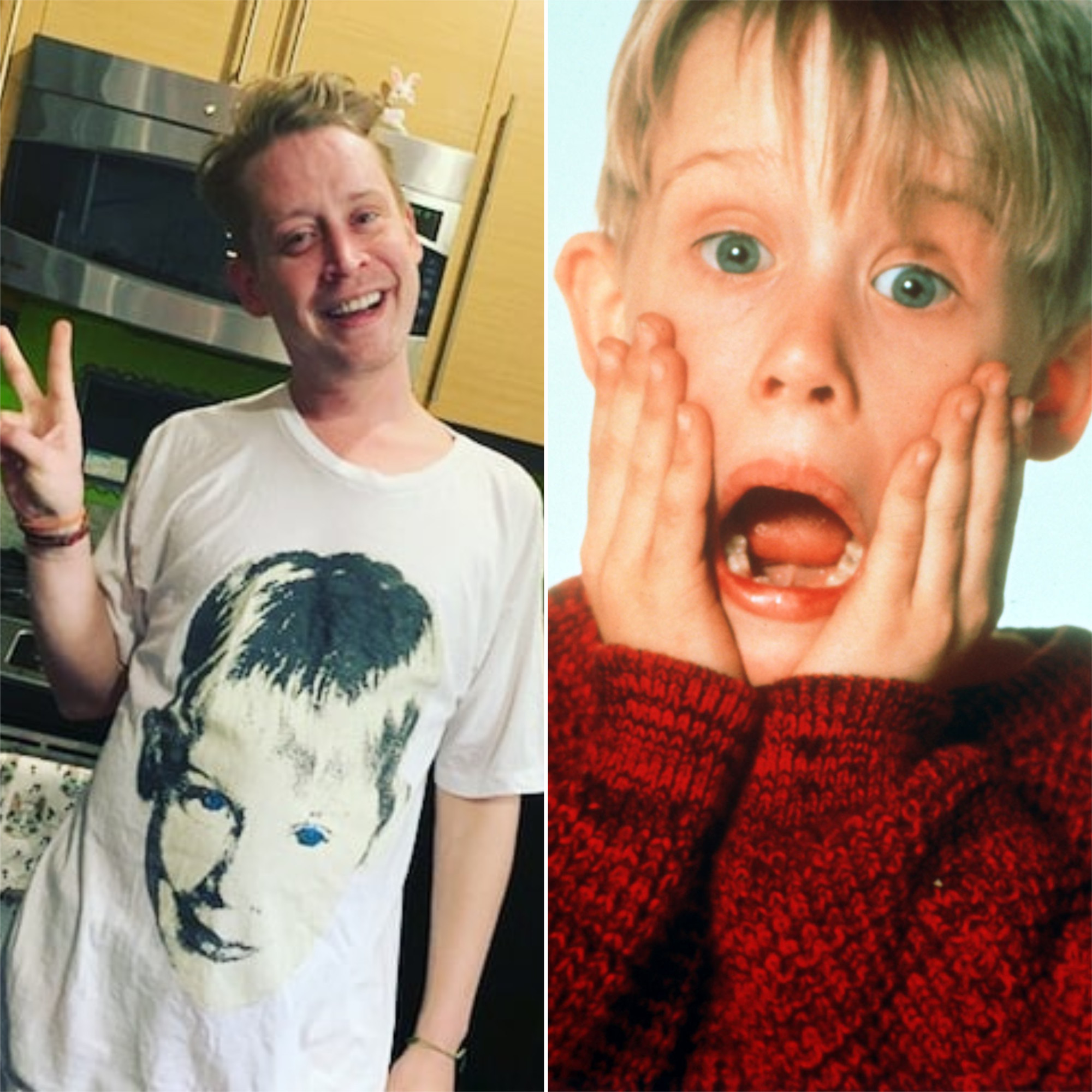 Then and then: actor Macaulay Culkin, star of the film Home Alone. Photo: @culkamania/Instagram; 20th Century Fox
