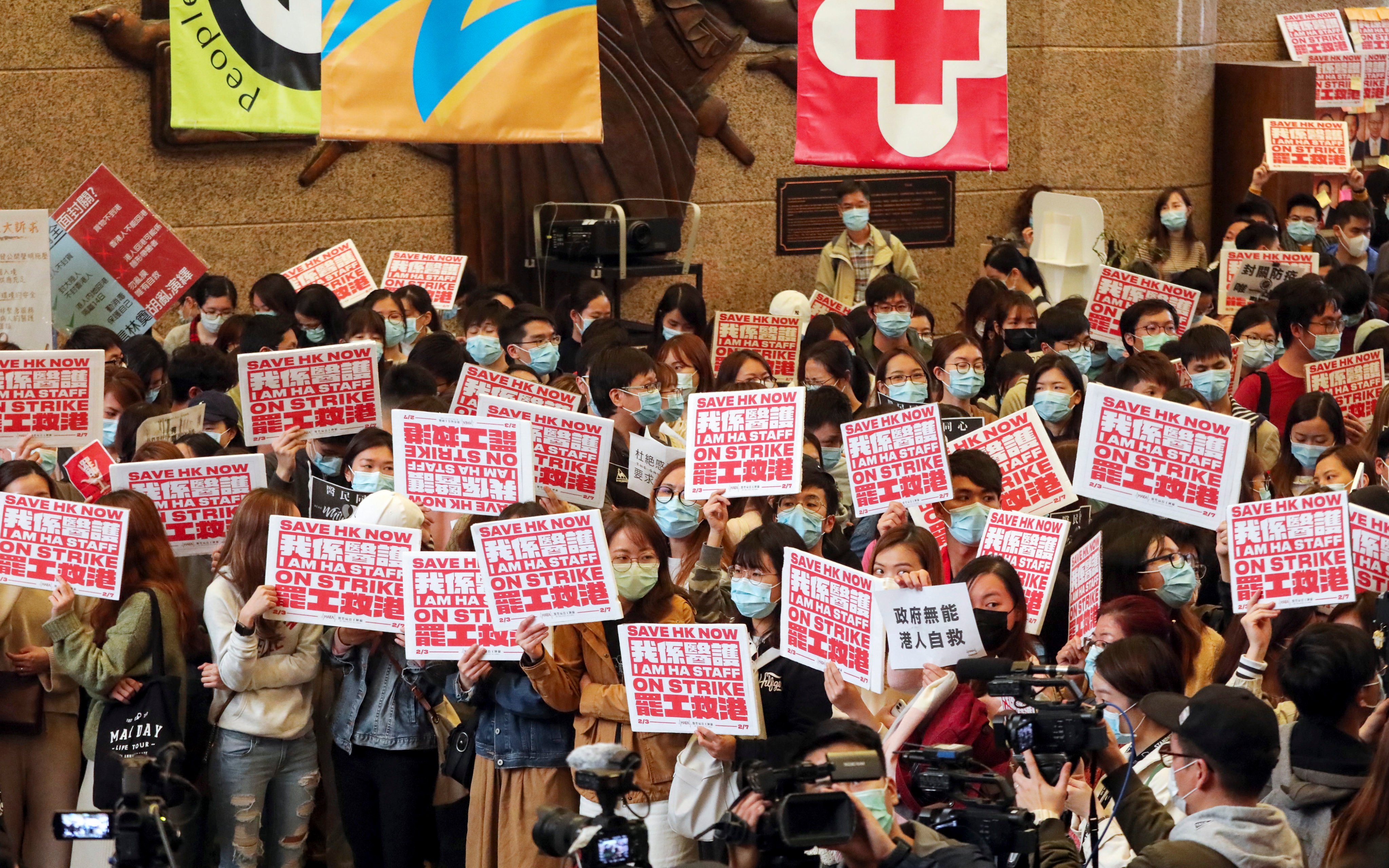 The Hospital Authority Employees Alliance in February 2020 called for authorities to close the border with mainland China during the early stages of the coronavirus pandemic. Photo: Felix Wong