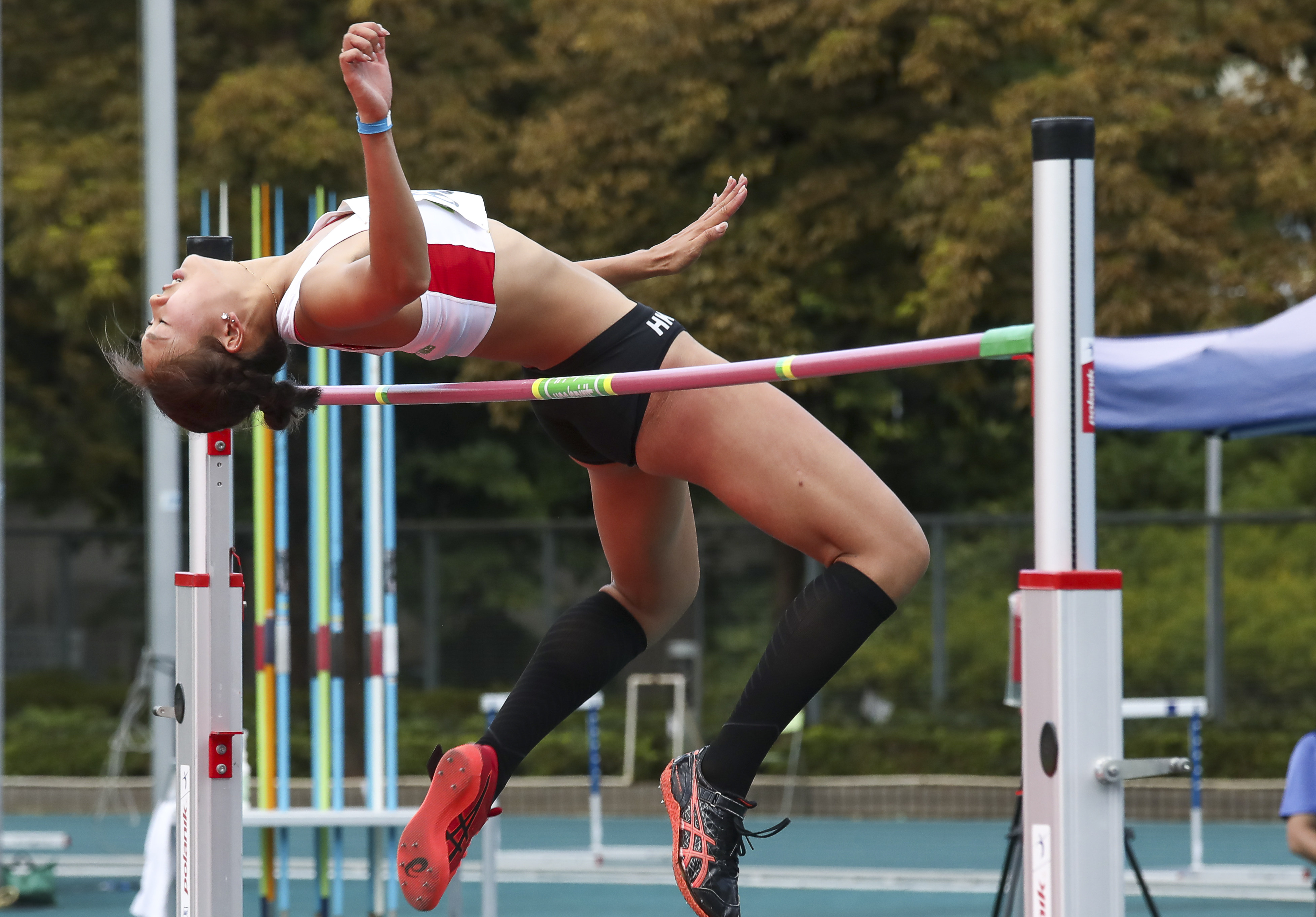 Tiffany Tang Yi-ching came second in the high jump at the Hong Kong Athletics Championships, three days after leaving quarantine. Photo: Jonathan Wong