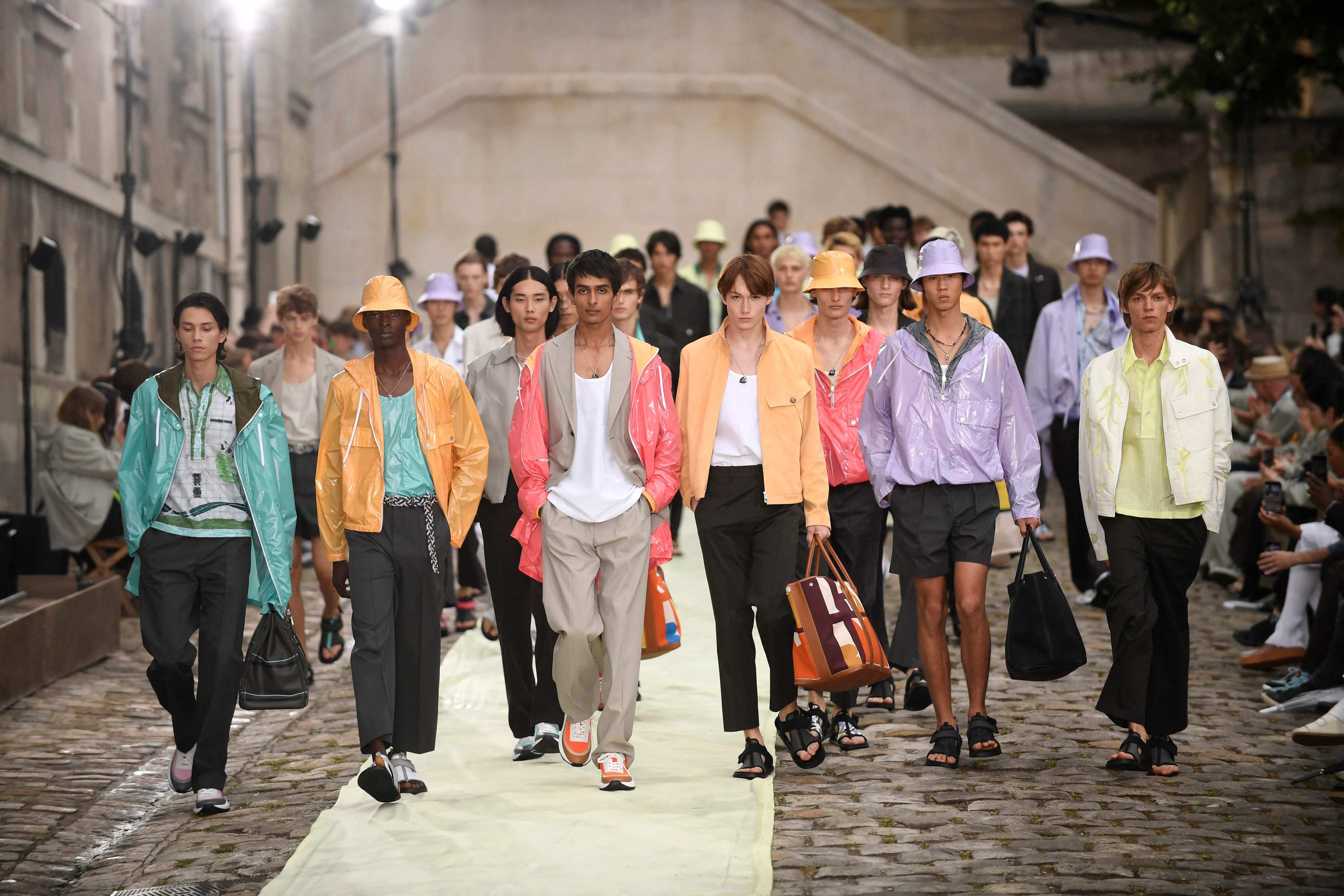 Models present creations during the Hermès menswear spring/summer 2023 show as part of Paris Fashion Week, in Paris, on June 25. Photo: AFP