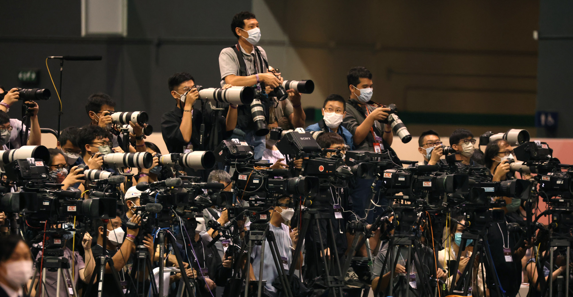 Media covers the election of John Lee at the Hong Kong Convention and Exhibition Centre in May. Photo: Nora Tam