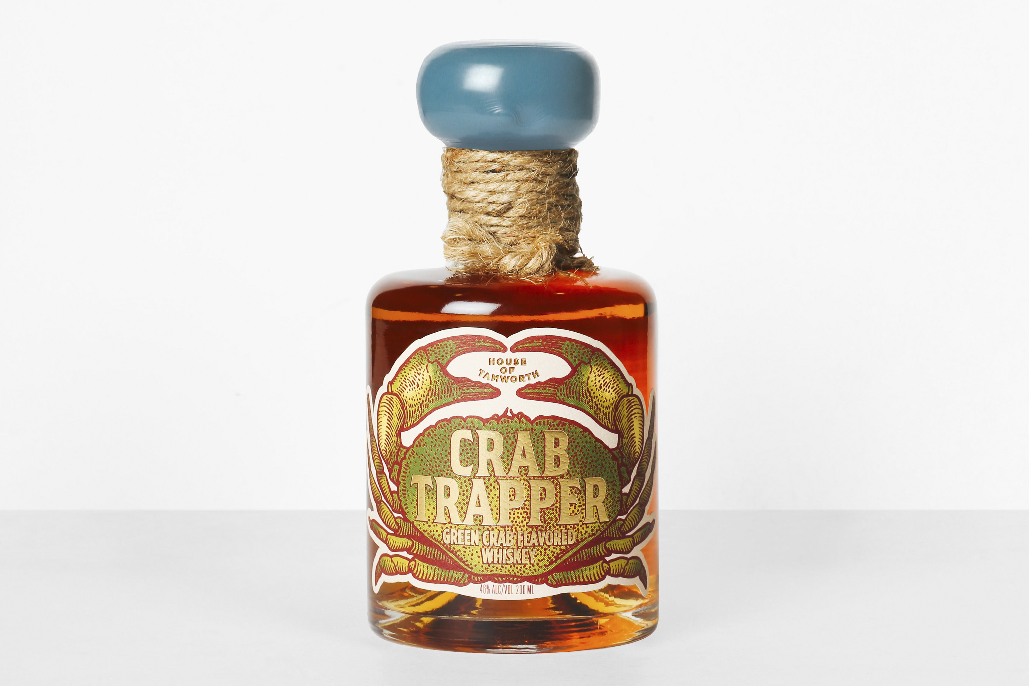 A bottle of Crab Trapper, a whiskey made with green crabs by House of Tamworth distillers. Photo: Madeline Heenan/Quaker City Mercantile photo via AP