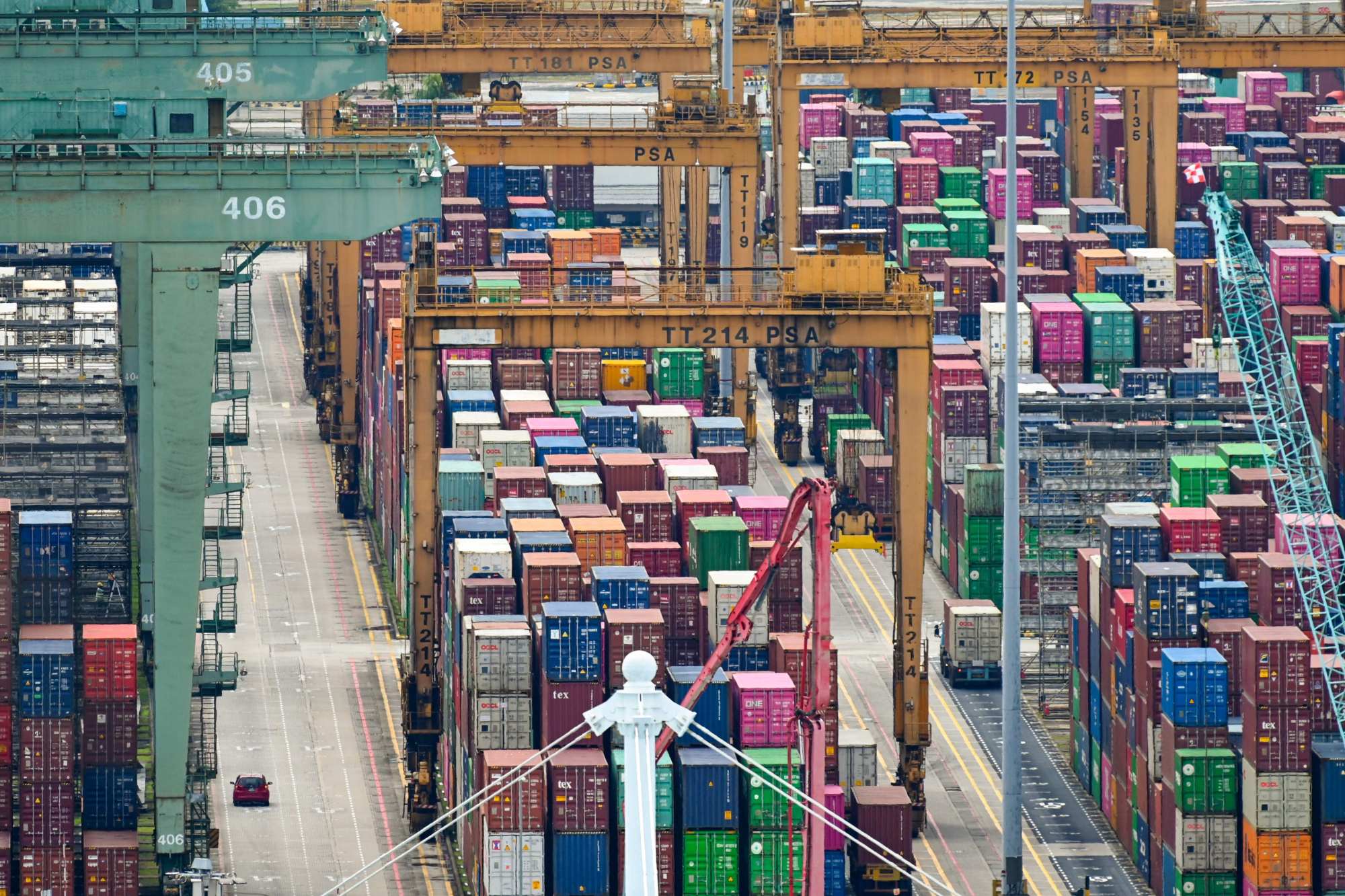 Stacks of containers sit at the Tanjong Pagar terminal port in Singapore on June 17. Photo: AFP