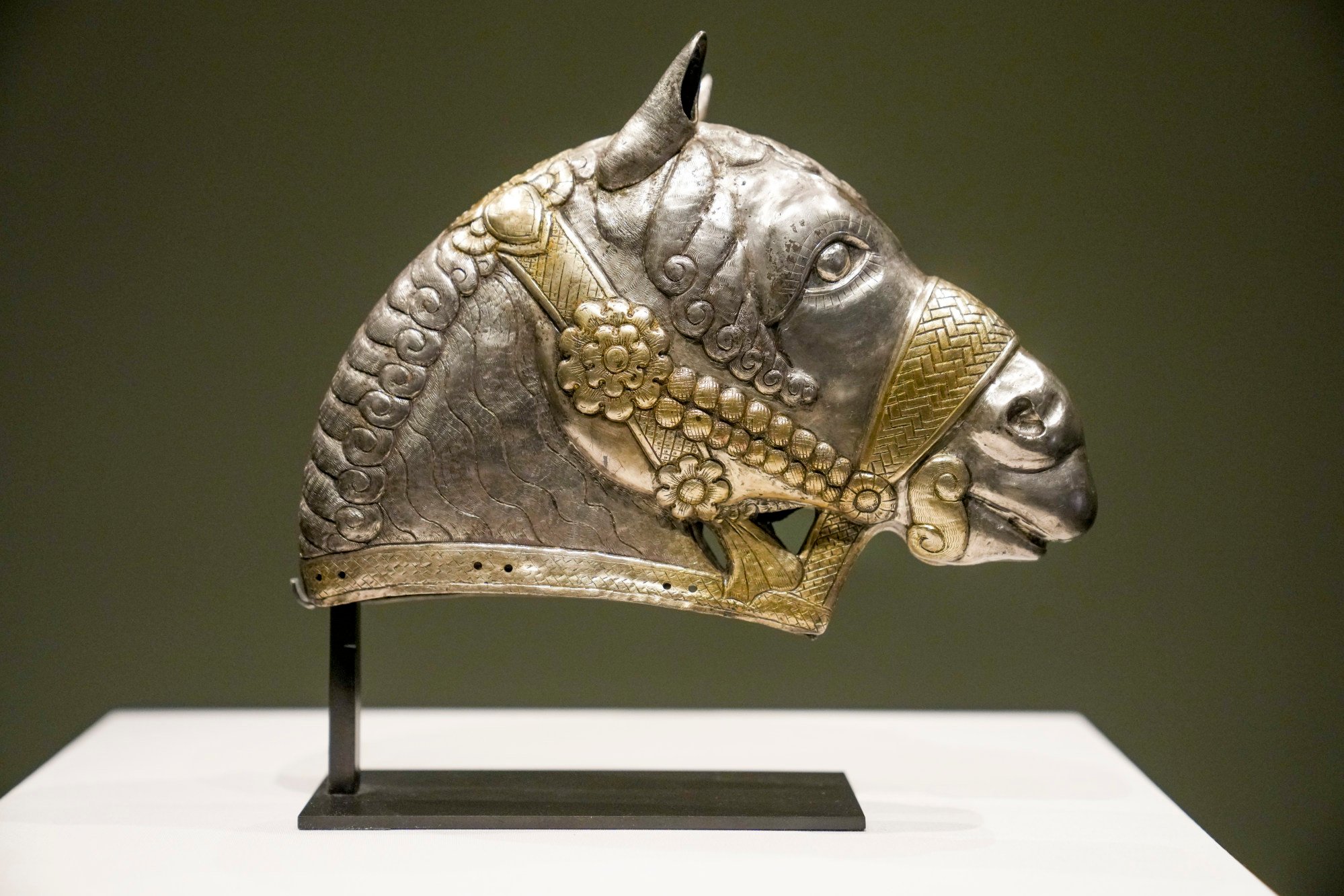 This gilded silver horse head is featured in “Grand Gallop: Art and Culture of the Horse”, the Hong Kong Palace Museum’s special exhibition presented in collaboration with the Louvre in Paris. Photo: Sam Tsang