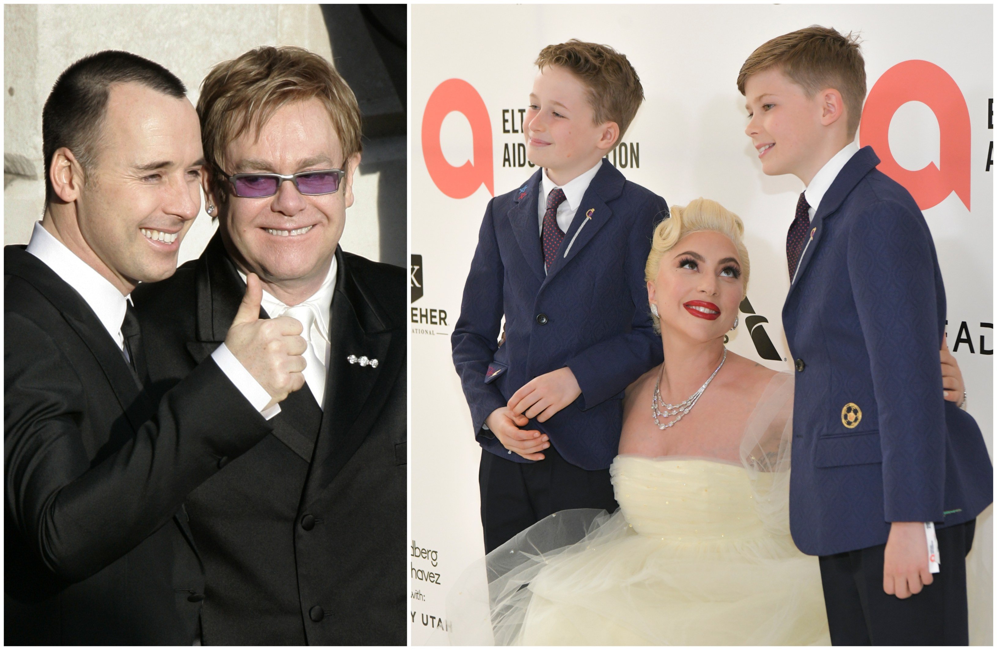 In true showbiz style, Elton John and David Furnish have entrusted Lady Gaga to be their sons’ godmother. Photos: AP, Wire Image