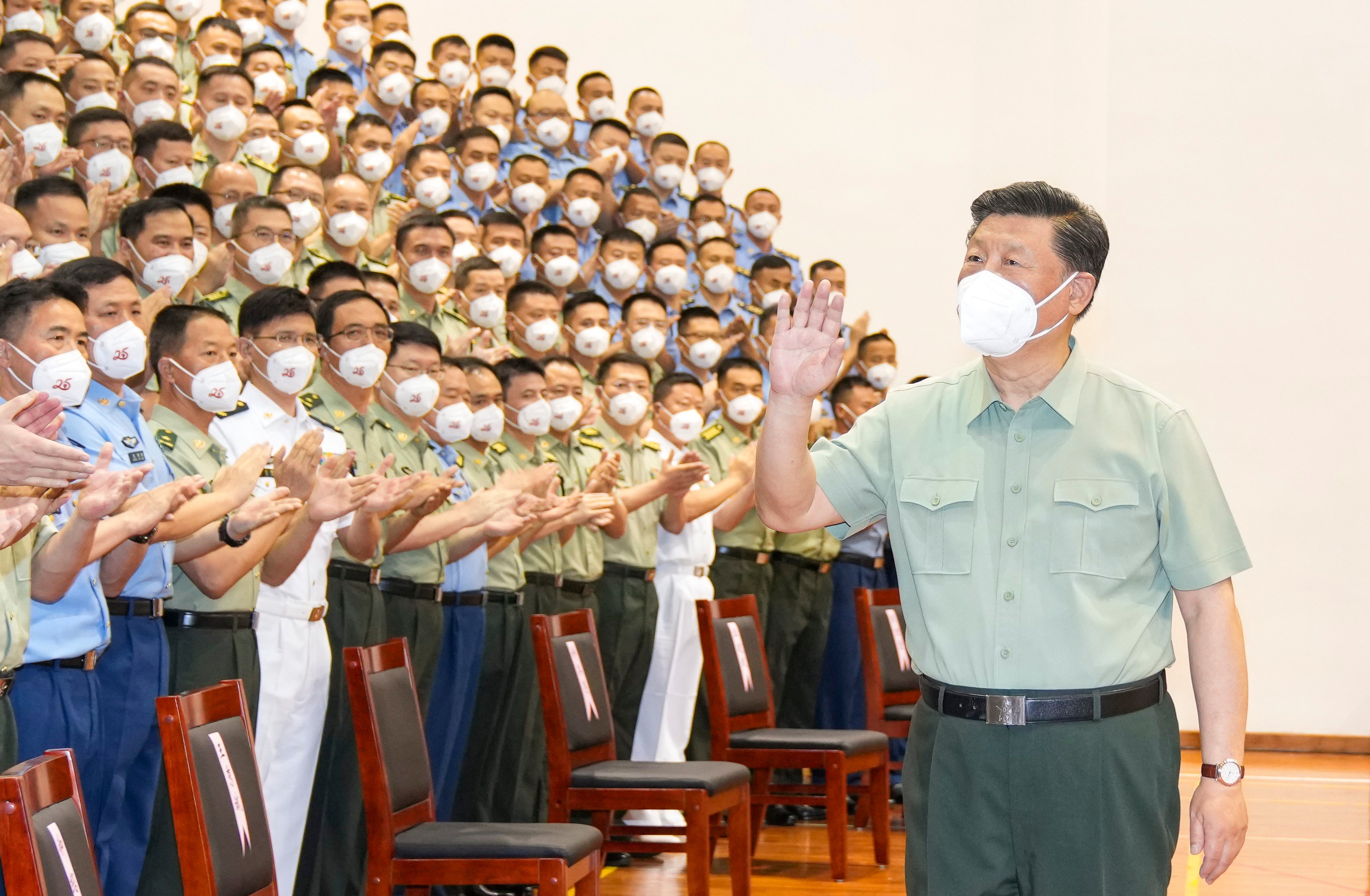 Chinese President Xi Jinping visits the People’s Liberation Army garrison in Hong Kong on Friday during his two-day tour to the city. Photo: Xinhua