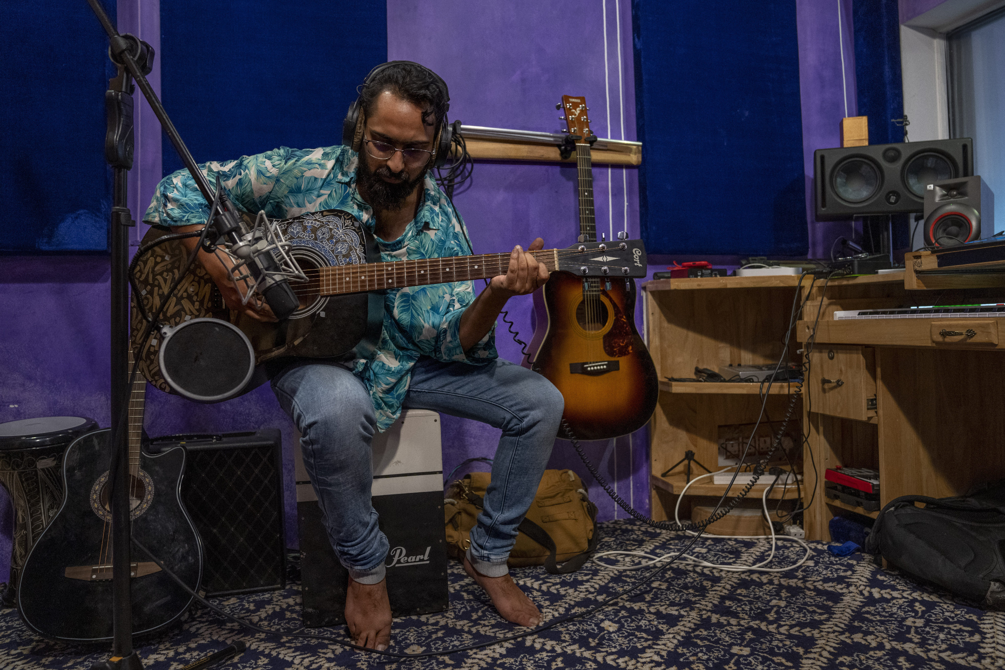 Musicians and artists in Kashmir embody a new form of music, a blend of progressive rock and hip hop that is an assertive expression of the region’s political and cultural aspirations. Photo: AP