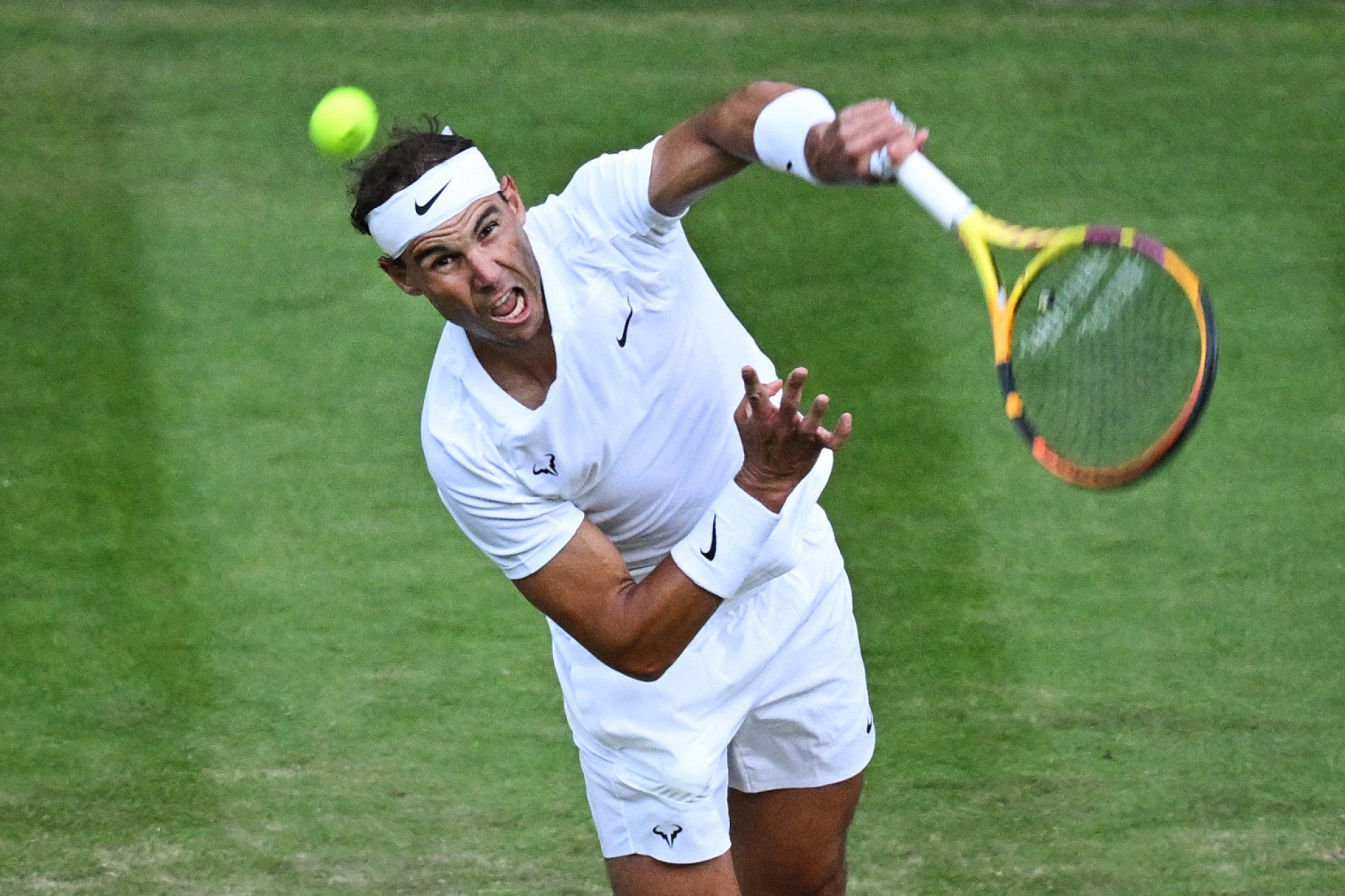 Rafael Nadal showed no mercy to Botic Van De Zandschulp to secure a straight sets win on Centre Court. Photo: AFP