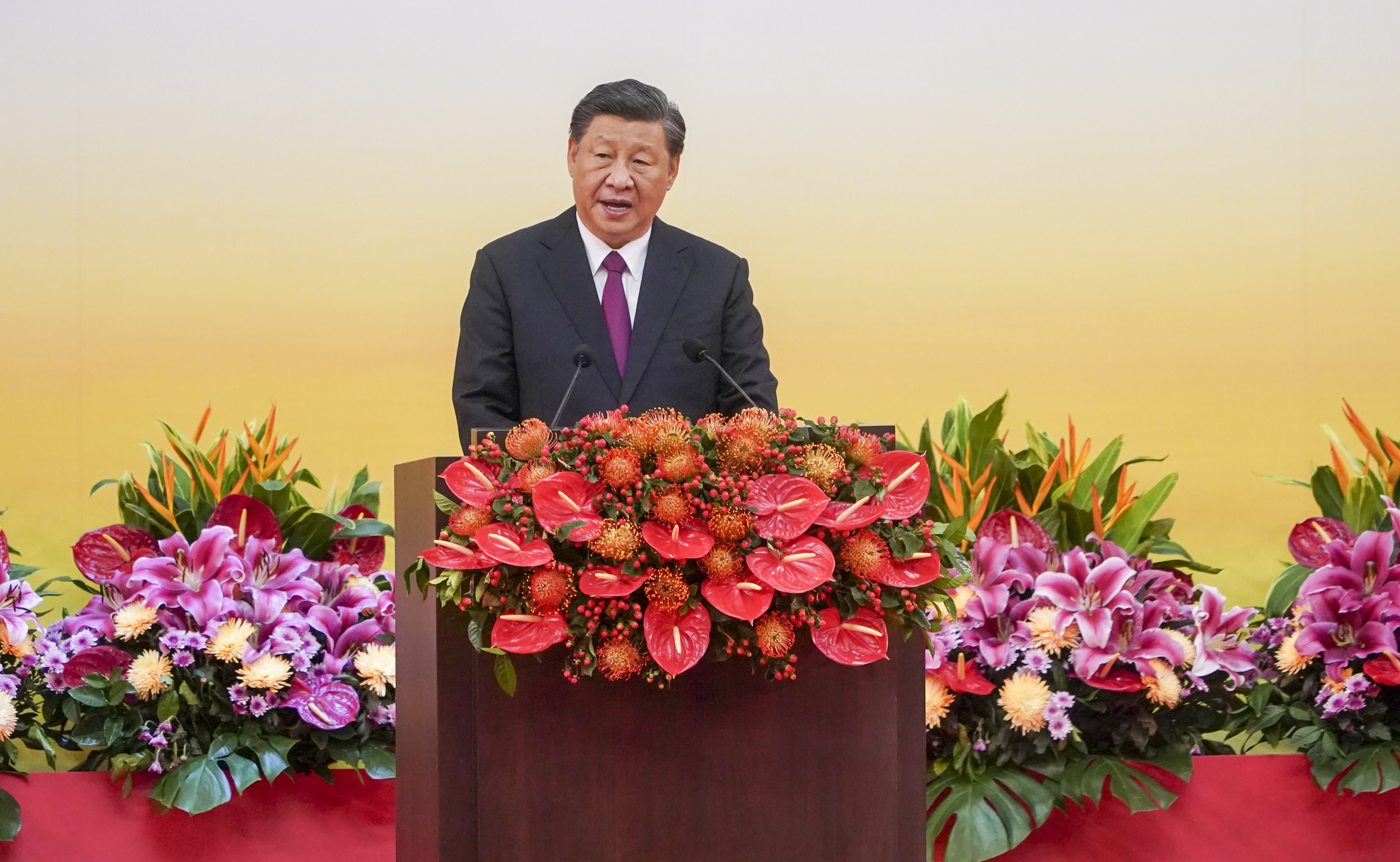 Chinese President Xi Jinping makes a speech at a gathering celebrating the 25th anniversary of Hong Kong’s return to Chinese rule last week.
Photo: Felix Wong