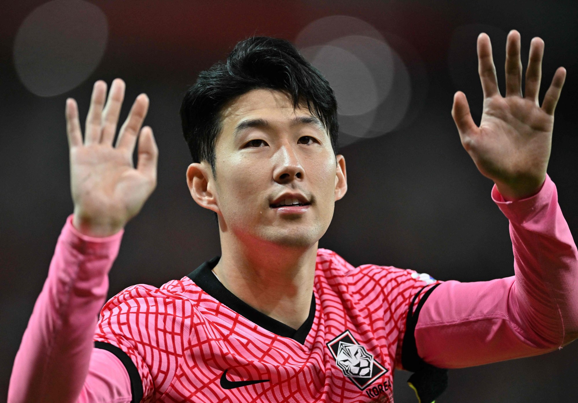 South Korea’s Son Heung-min waves to fans after a friendly football match between South Korea and Egypt in Seoul. Photo: AFP