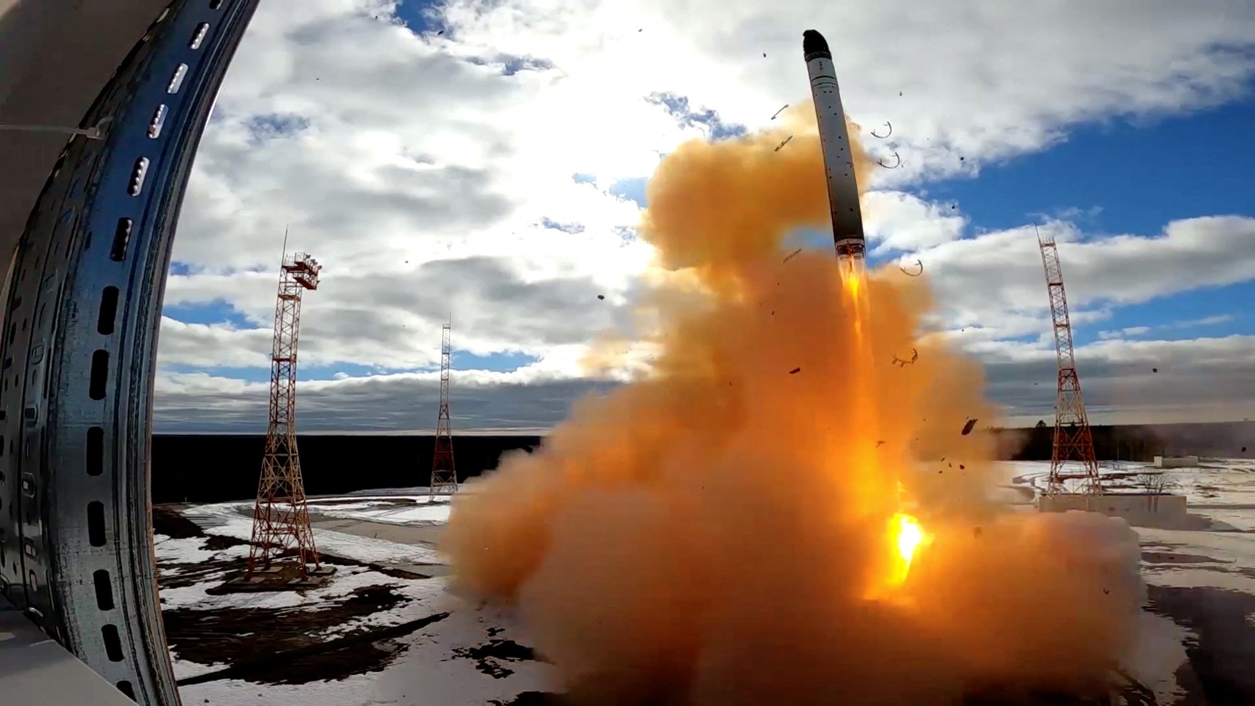A Sarmat intercontinental ballistic missile is test-launched by the Russian military at the Plesetsk cosmodrome in Russia’s Arkhangelsk region in this still from a video released on April 20. The nuclear-capable missile has been dubbed “Satan 2” by analysts. Photo: Russian Defence Ministry/Reuters