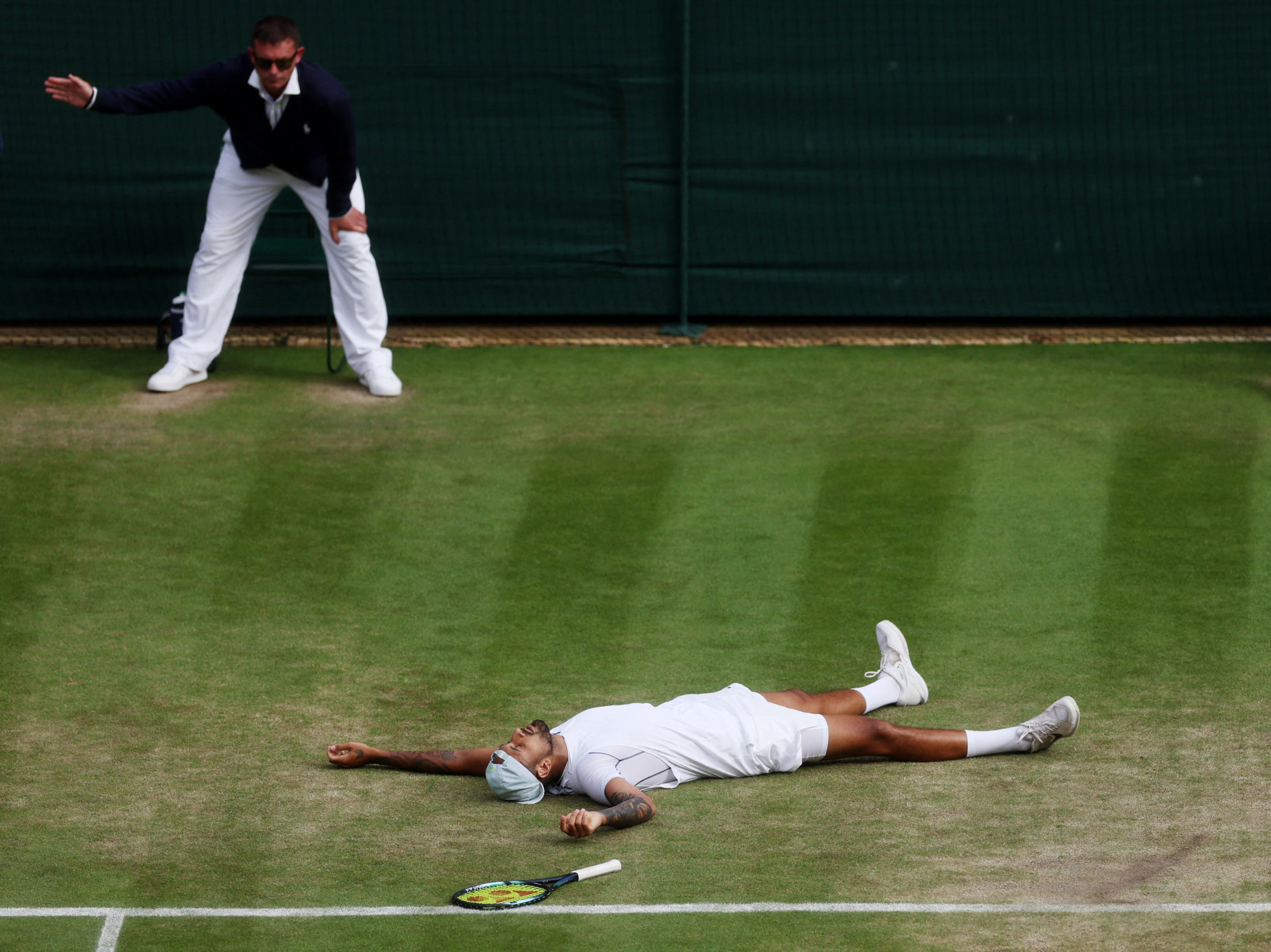 Australia’s Nick Kyrgios celebrates winning his quarter-final against Chile’s Cristian Garin. Photo: Reuters