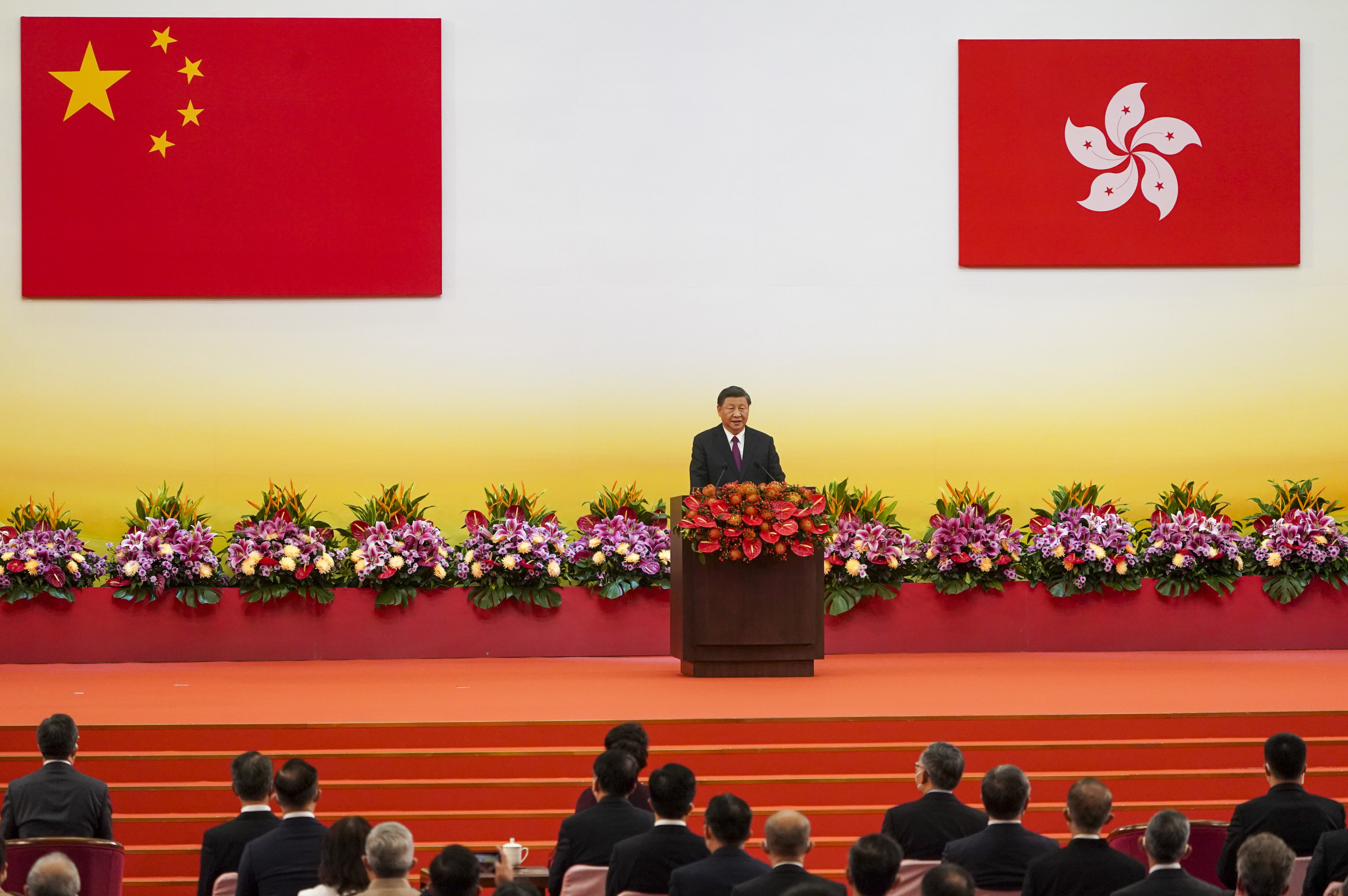 President Xi Jinping speaks at a gathering celebrating the 25th anniversary of Hong Kong’s return to the motherland and the inaugural ceremony of the new Hong Kong Special Administrative Region government, in Hong Kong on July 1. Photo: Felix Wong