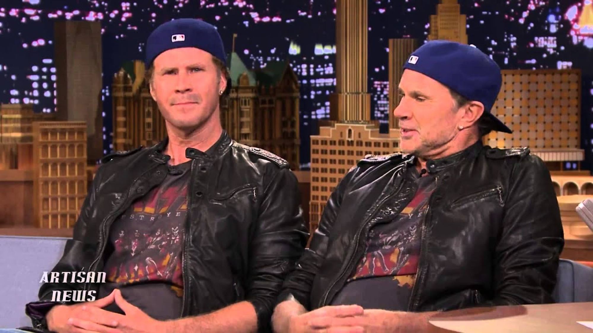 Drum roll please: will the real Will Ferrell make some noise … (Spoiler: Chad Smith is on the right.) Photos: YouTube