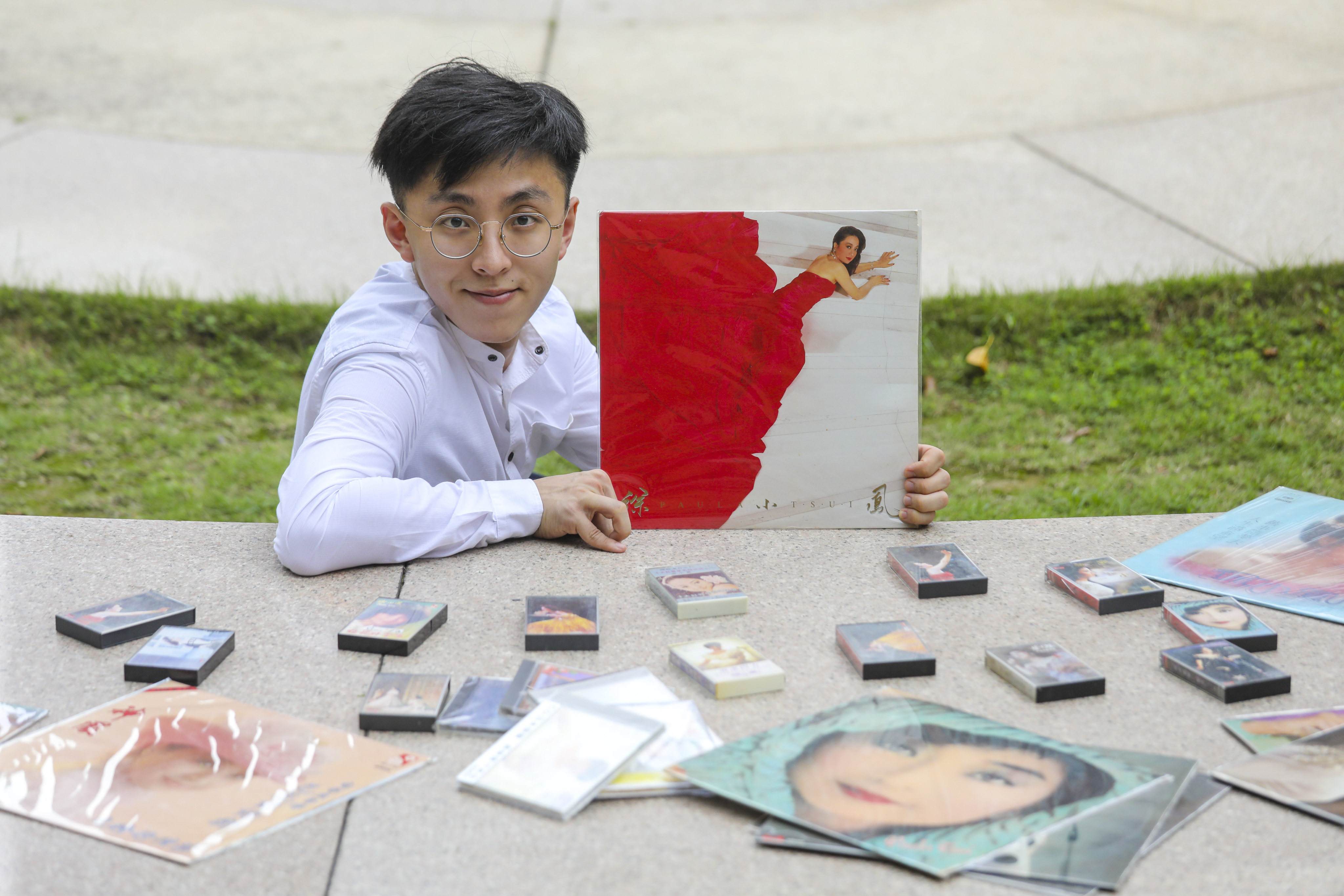 Ian Wan with some of his Paula Tsui albums. Photo: Xiaomei Chen