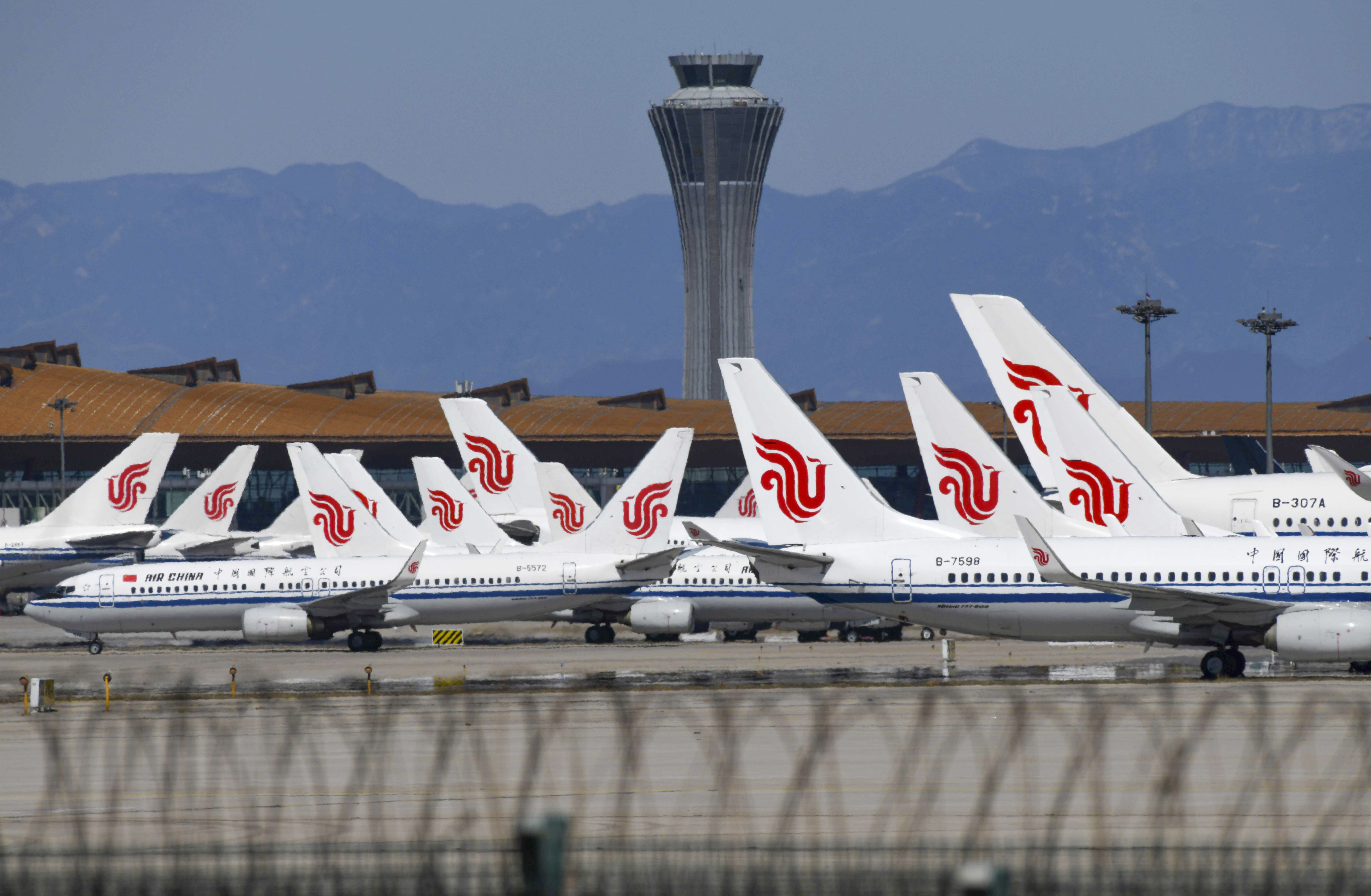 Air China planes on the tarmac at Beijing Capital Airport.  Photo: AFP 