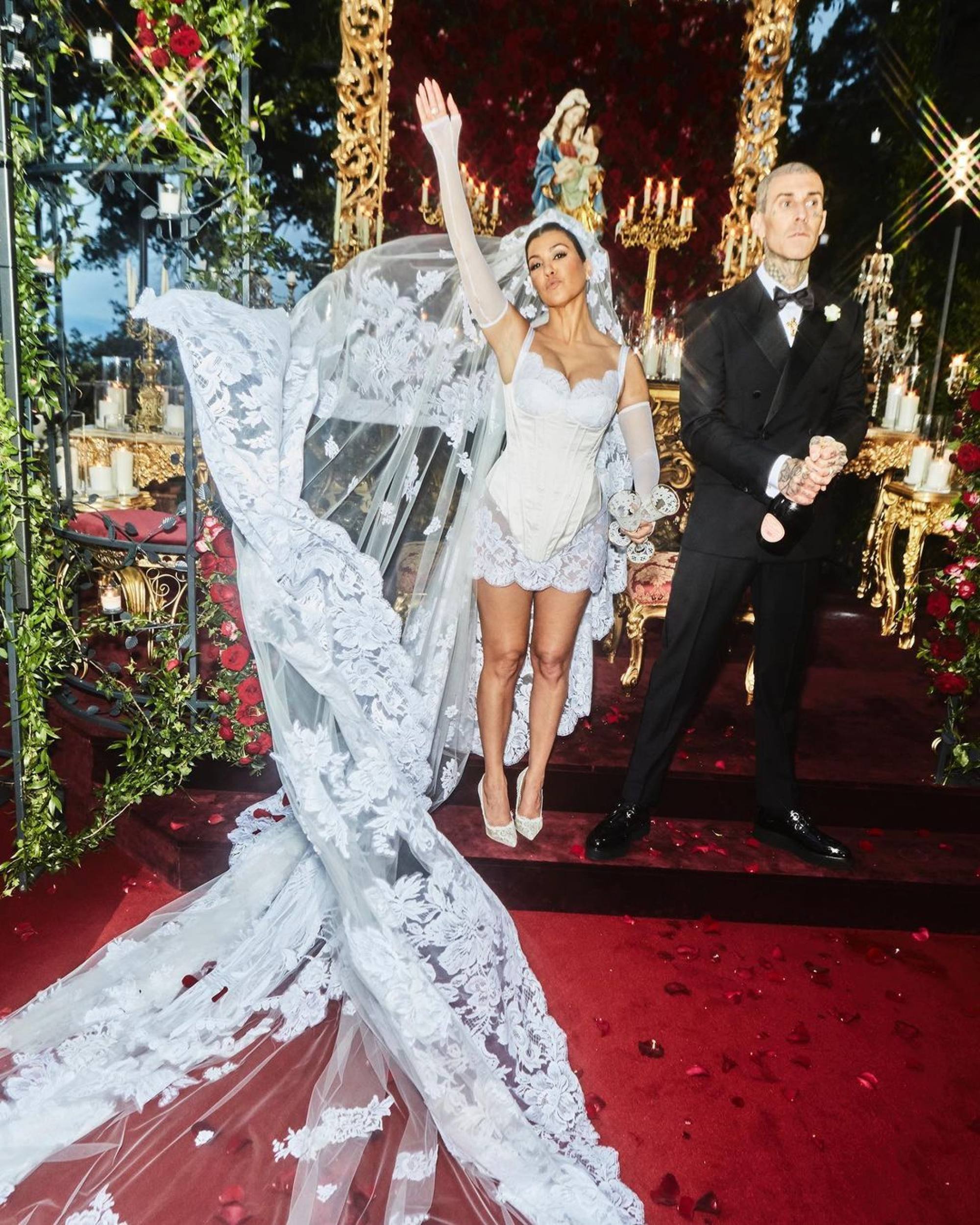 Penelope Disick cried when she learned mum Kourtney Kardashian and Travis Barker had got engaged. Photo: @kourtneykardash/Instagram