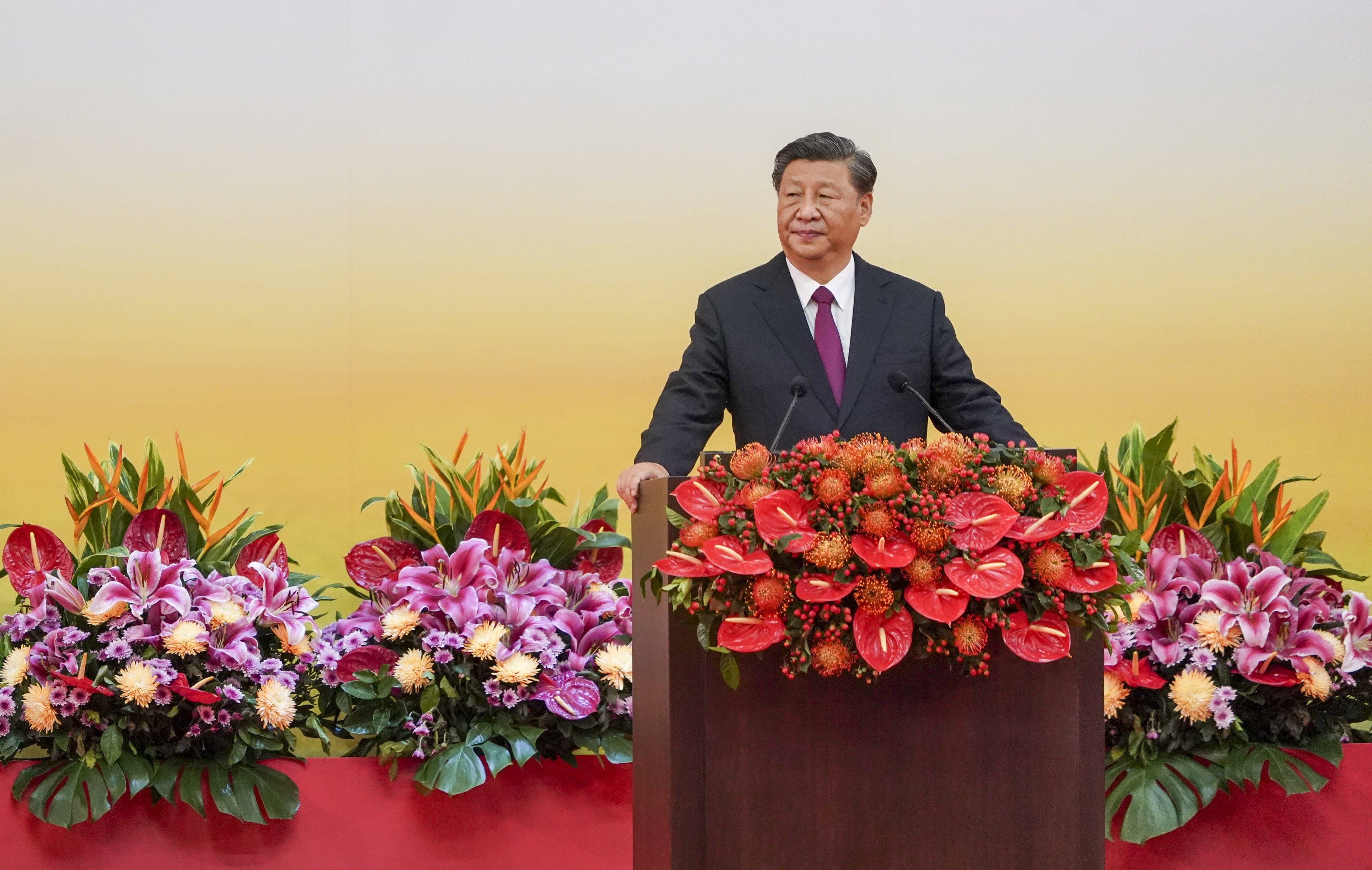 Chinese President Xi Jinping delivers a speech in Hong Kong at a gathering celebrating the 25th anniversary of the establishment of the special administrative region. Photo: Felix Wong
