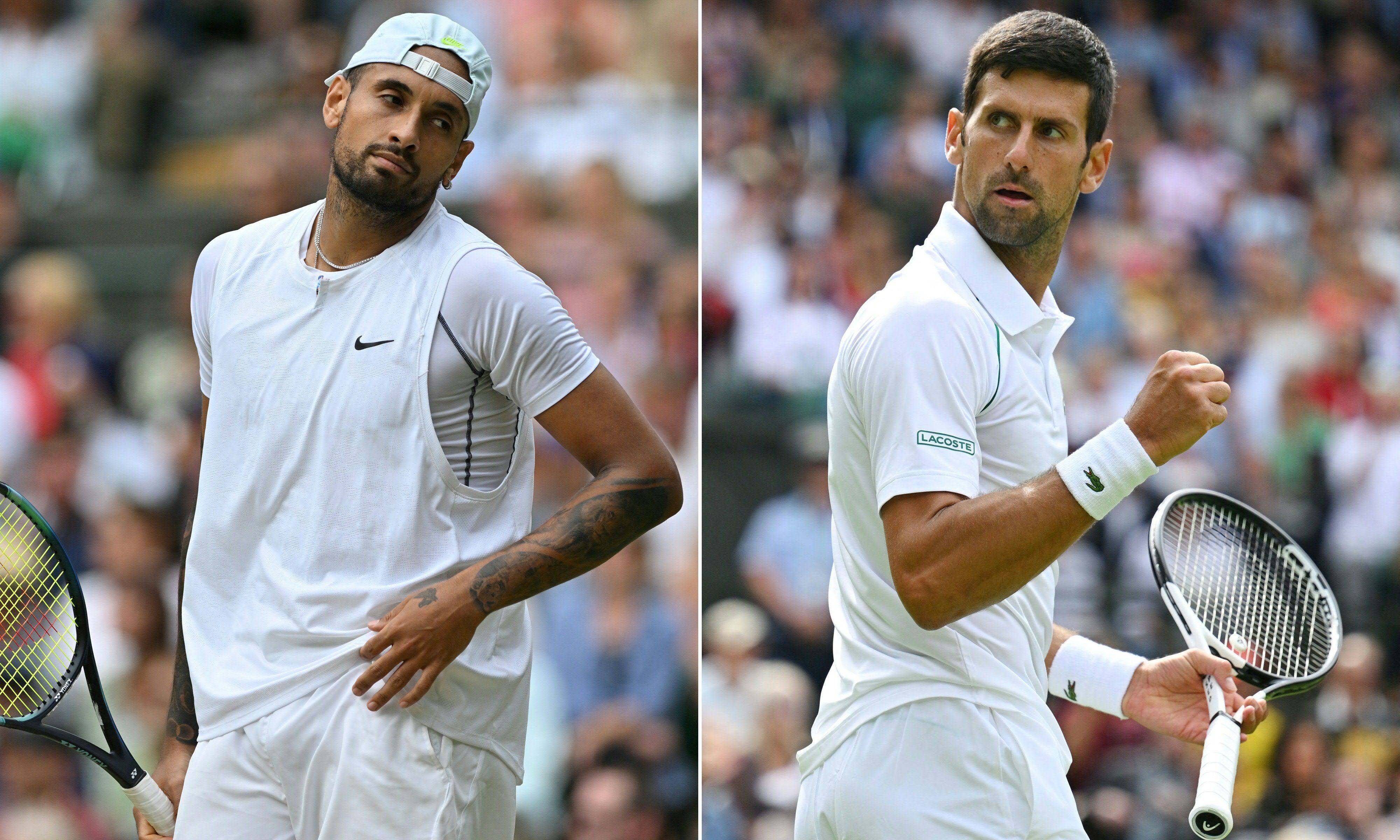 Nick Kyrgios and Novak Djokovic meet for the third time in their careers. Photo: AFP