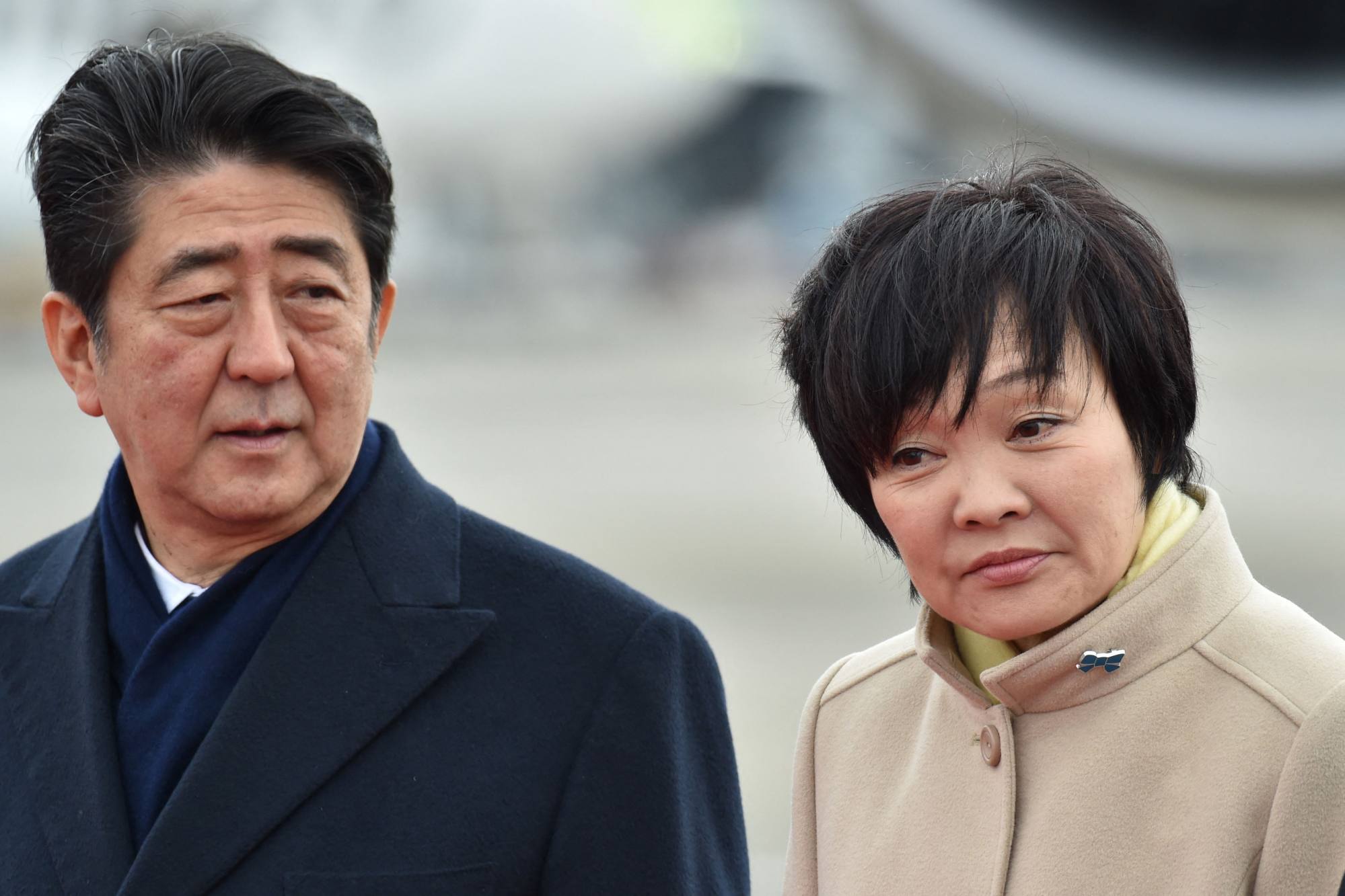 Former Japanese PM Shinzo Abe and his wife Akie pictured on February 28, 2017. Photo: AFP