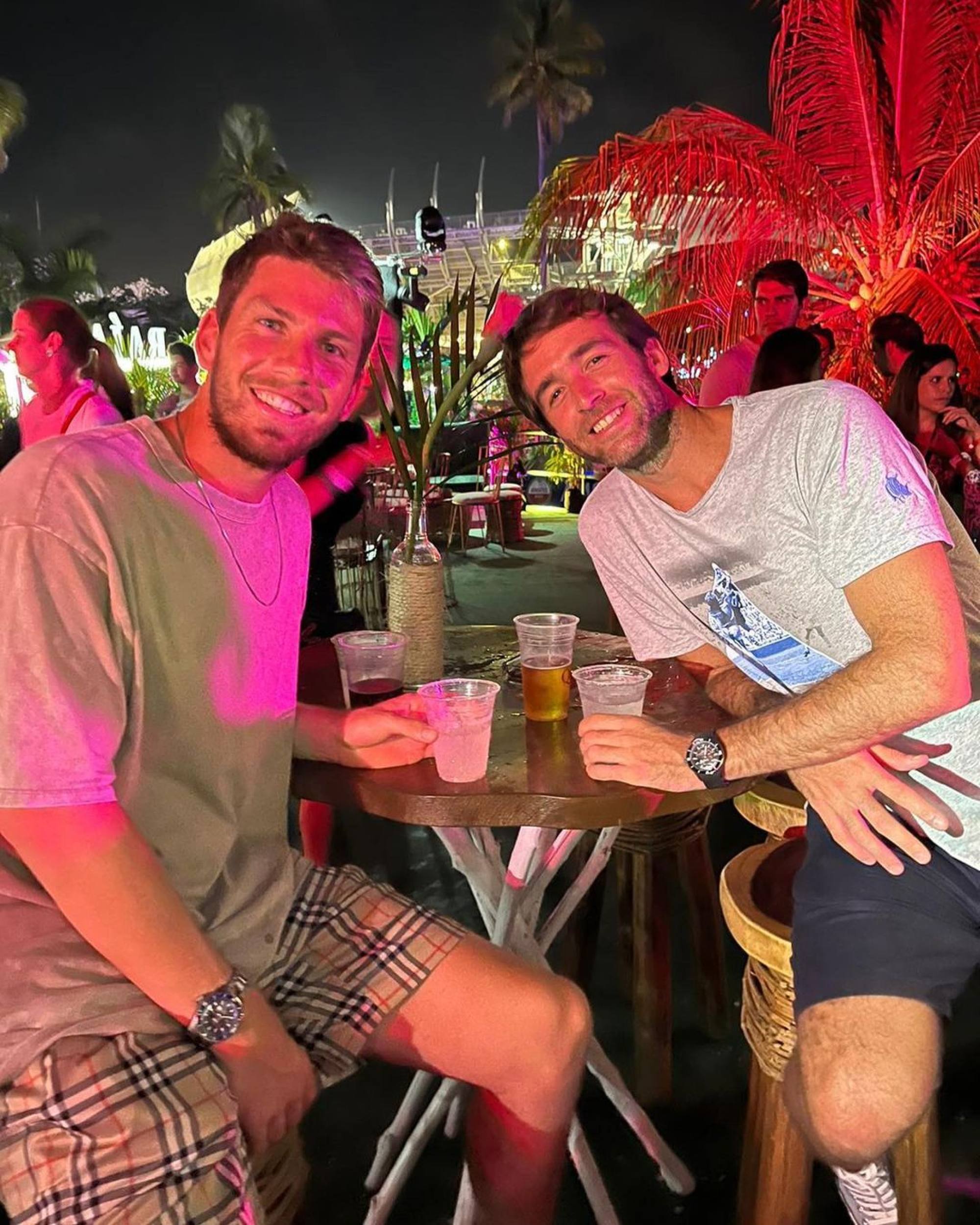 Cameron Norrie (left) takes some time out. Photo: @norriee/Instagram