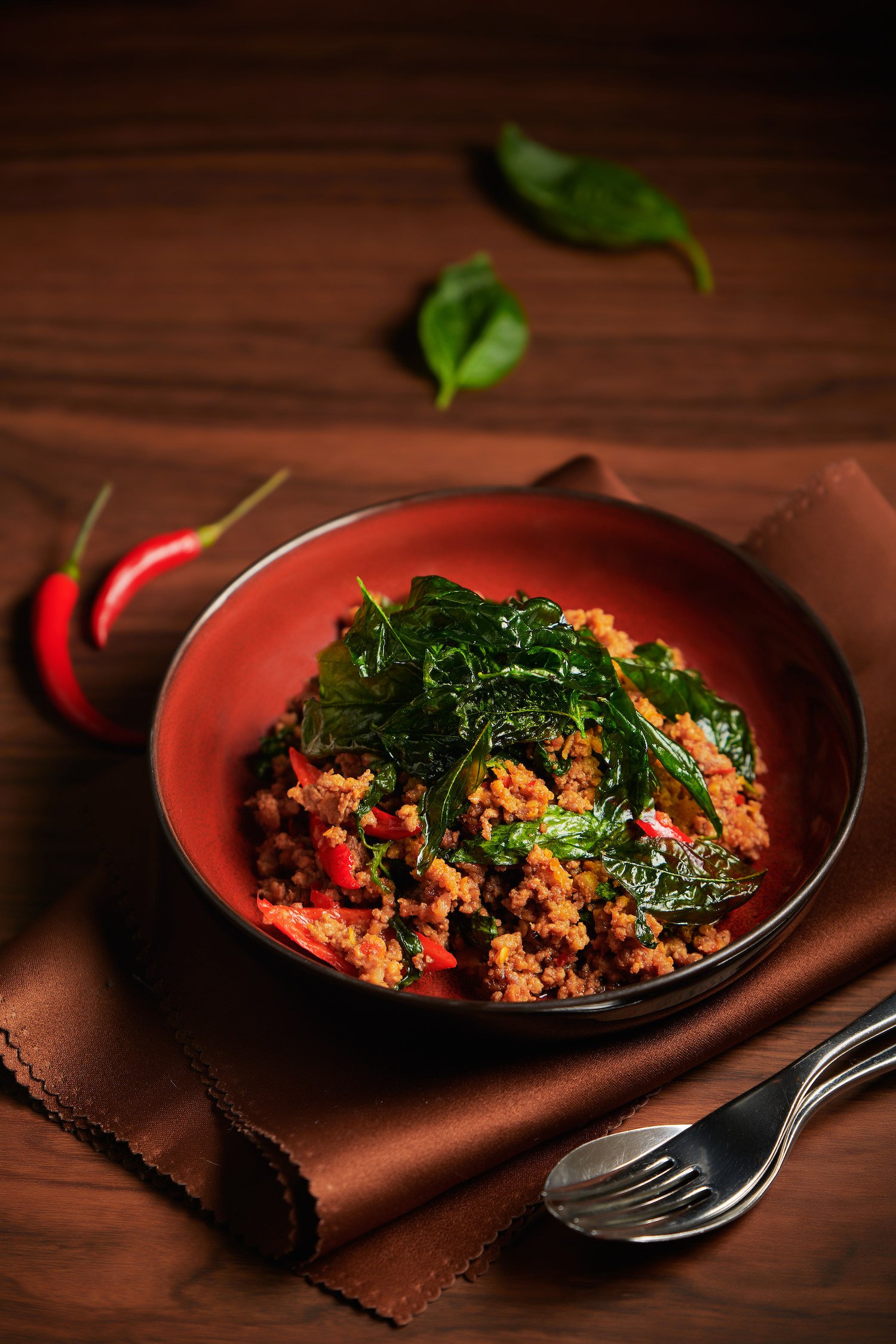 Wok-fried minced pork, hot basil, chilli and garlic at Urban Cafe. Photo: Urban Cafe