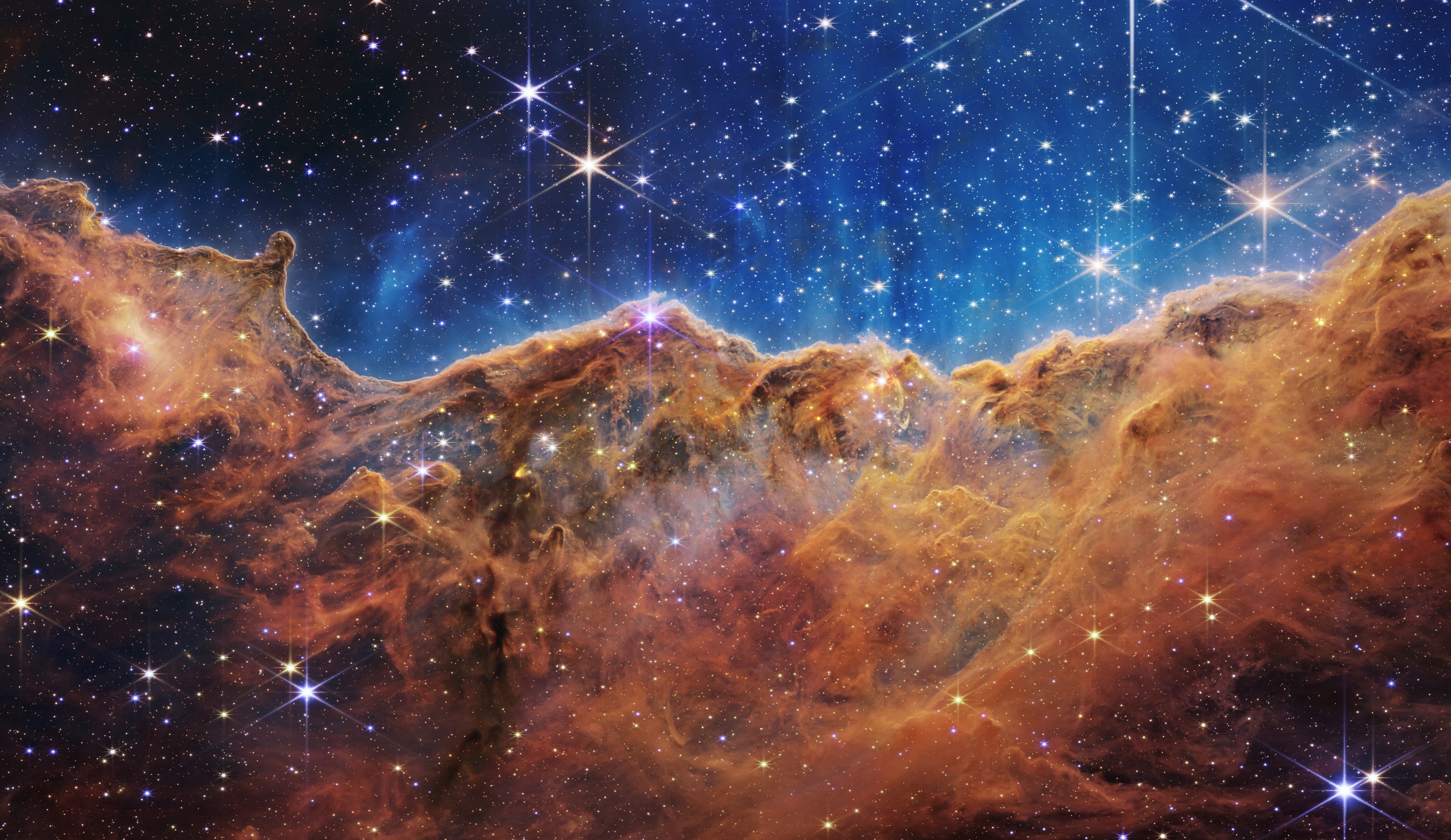 The edge of a nearby, young, star-forming region called NGC 3324 in the Carina Nebula is captured in infrared light by Nasa’s James Webb Space Telescope. Image: Nasa, ESA, CSA, and STScI via EPA-EFE