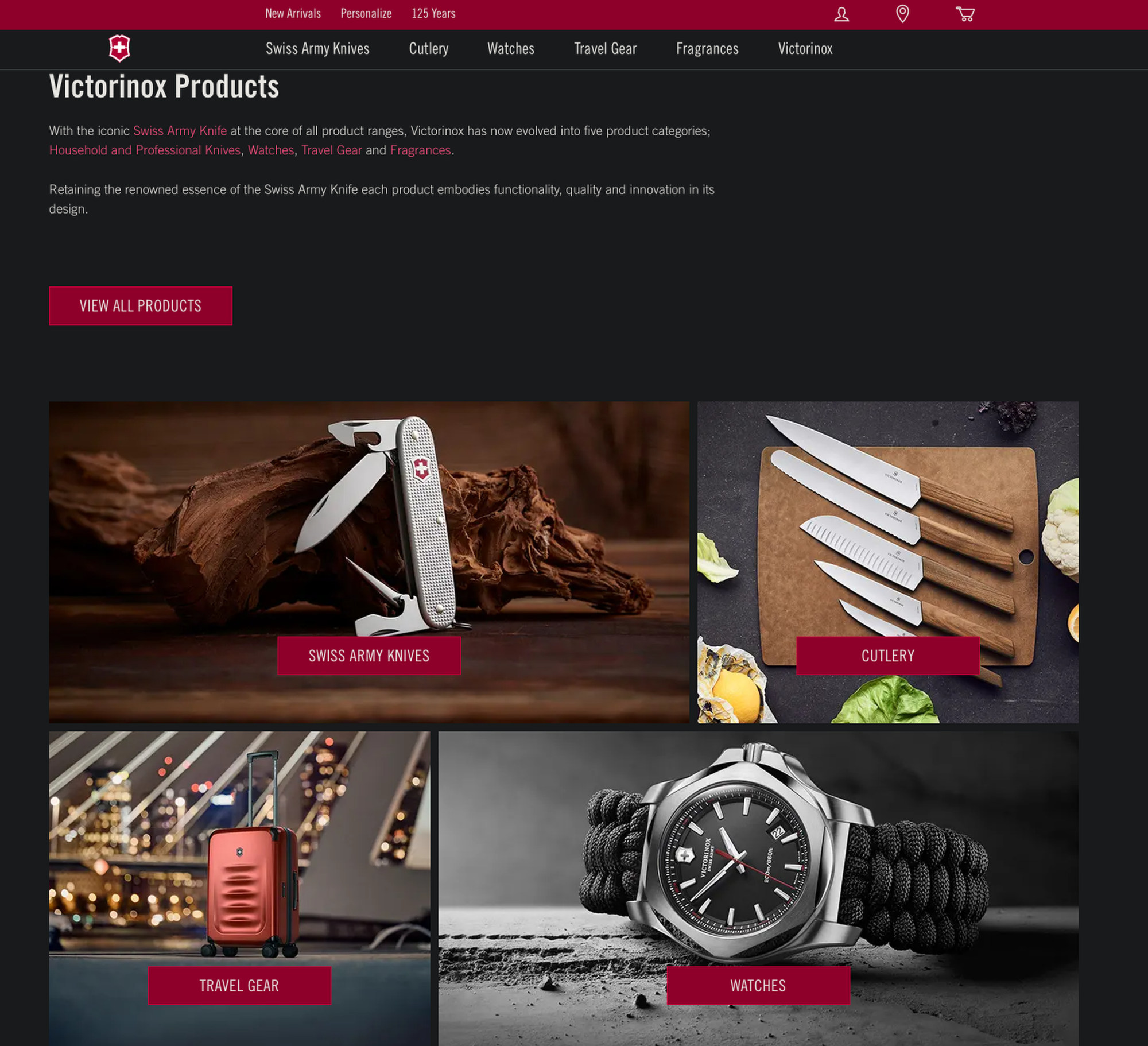 A screengrab of Victorinox’s website. Photo: Handout