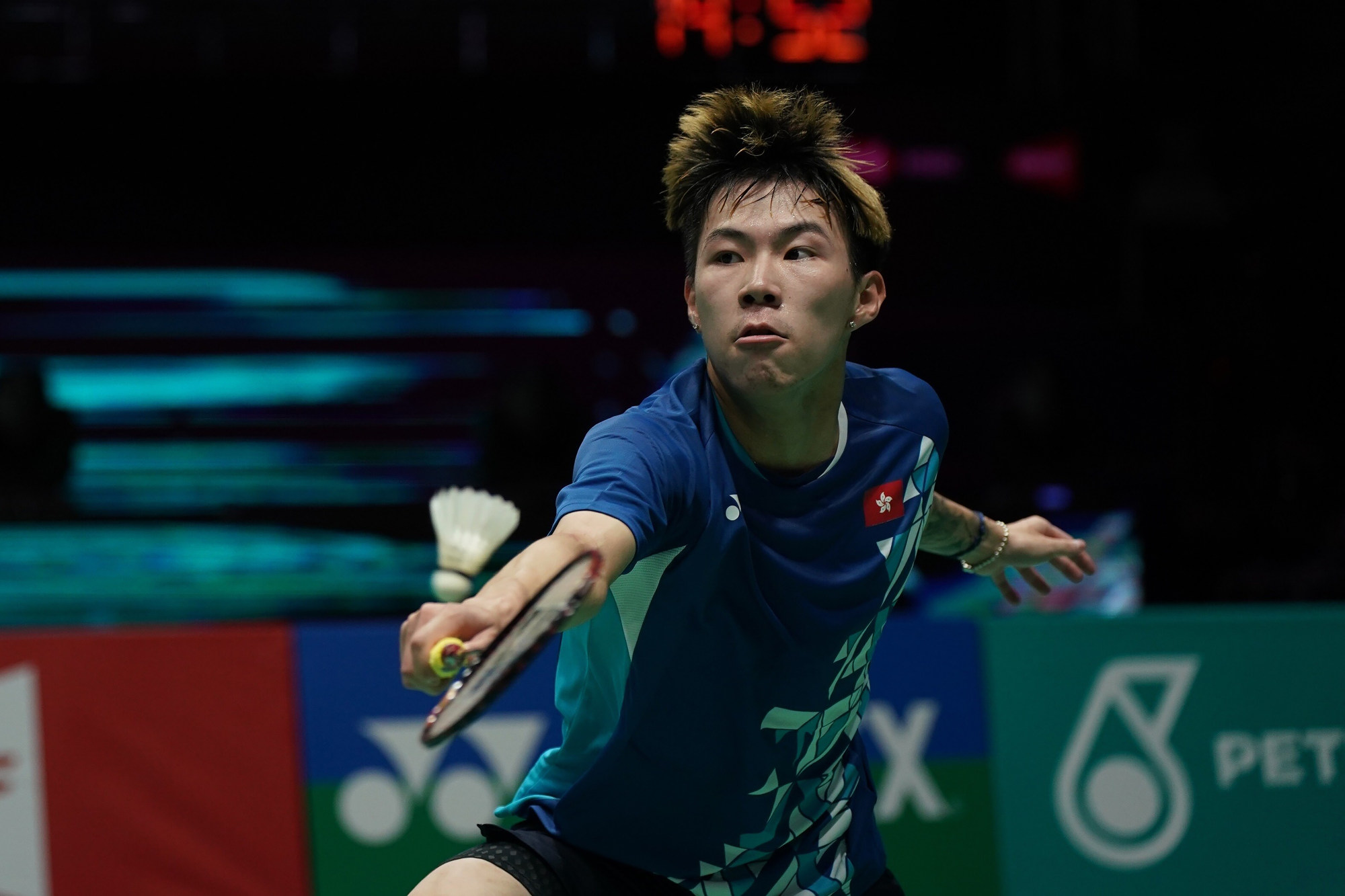 Hong Kong’s Lee Cheuk-yiu crashed out of the Singapore Open. Photo: AP