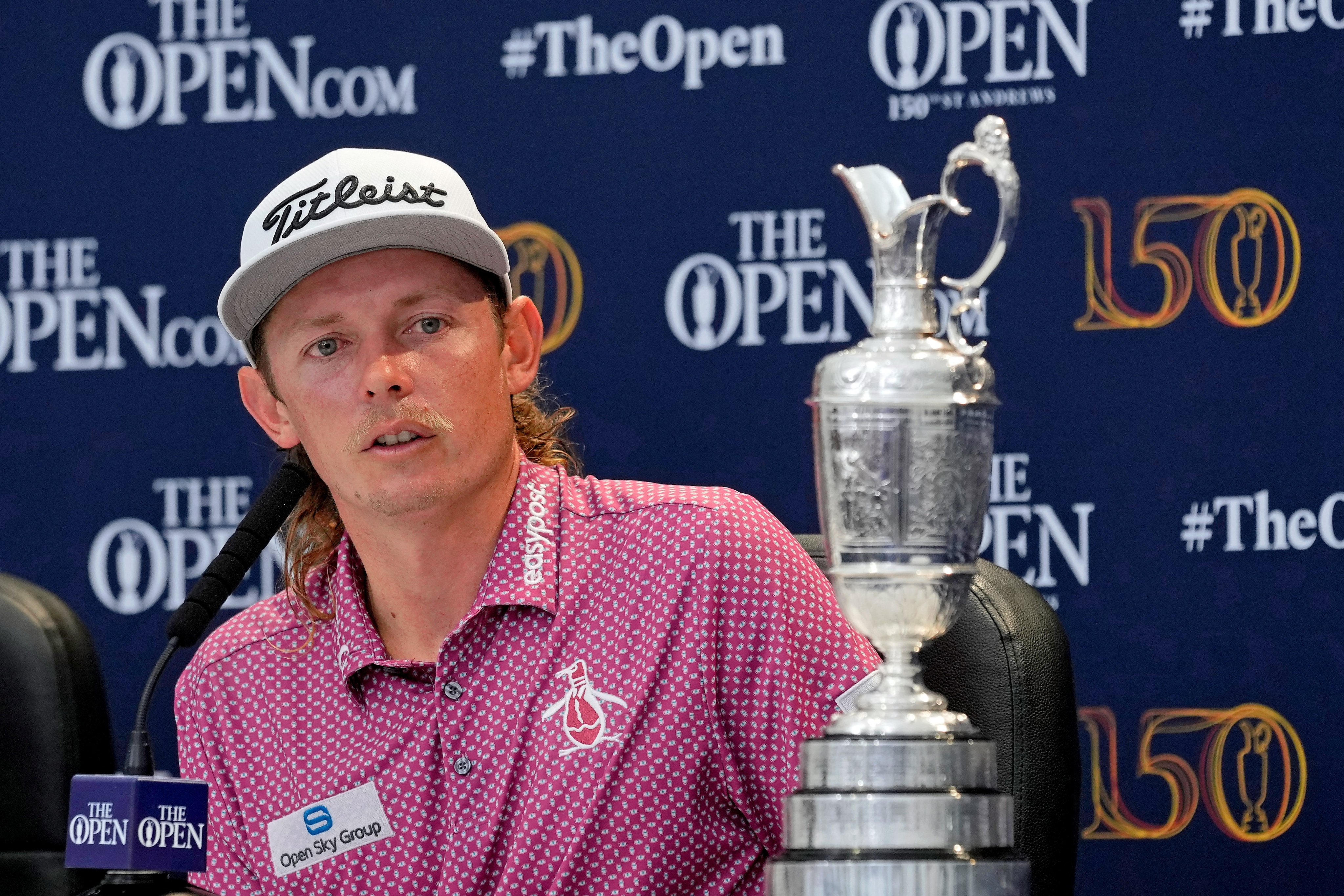 Cameron Smith talks to the media during a press conference after winning the 150th Open Championship. Photo: USA TODAY Sports