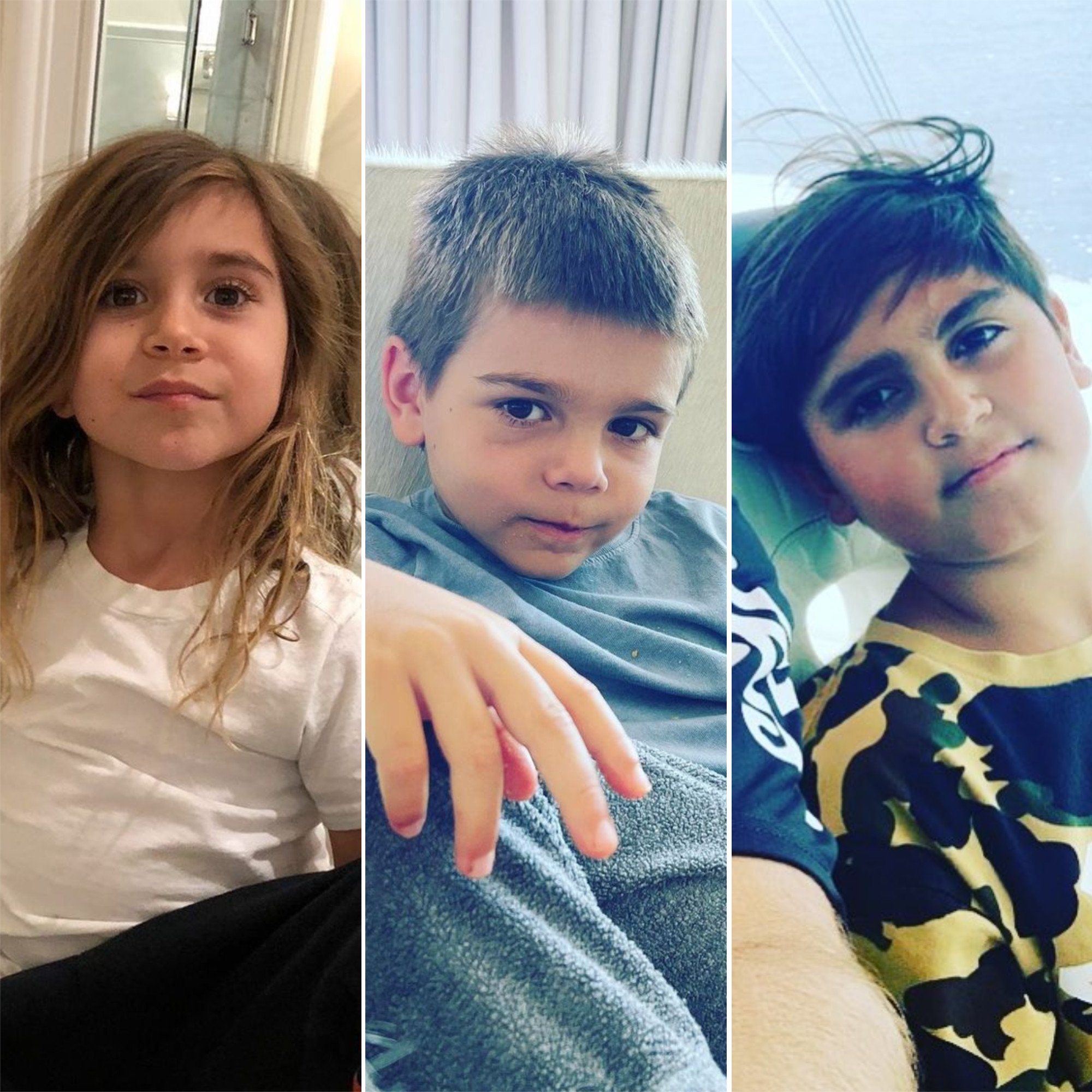 From left to right, Scott Disick and Kourtney Kardashian’s children, Penelope, Reign and their eldest, Mason. Photo: @letthelordbewithyou/Instagram