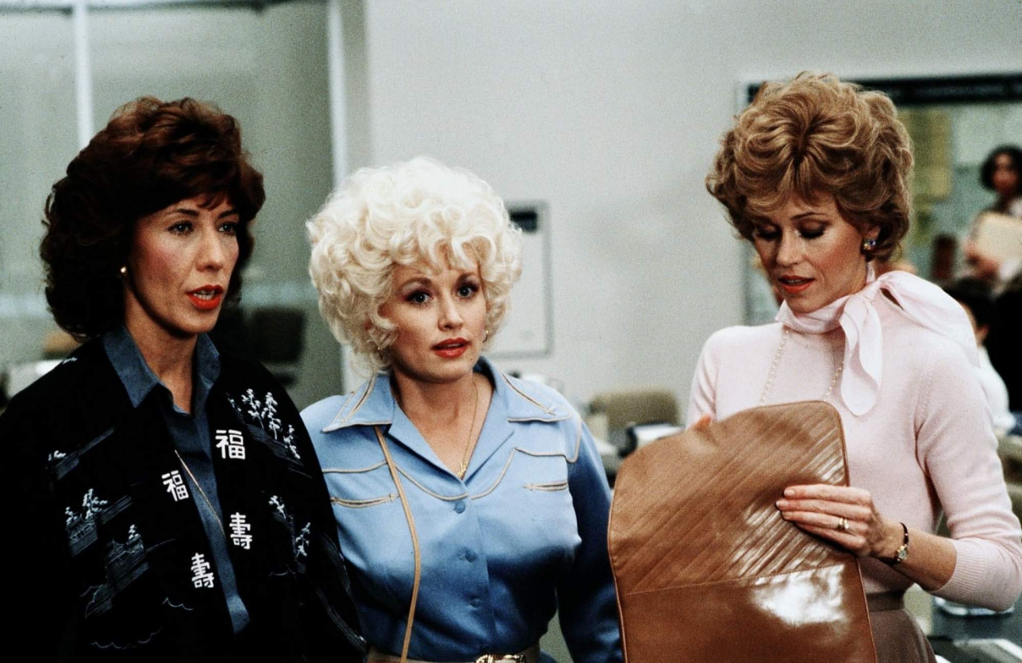 The duo, Lily Tomlin (left) and Jane Fonda (right) alongside Dolly Parton in 9 to 5. Photo: 20th Century Fox