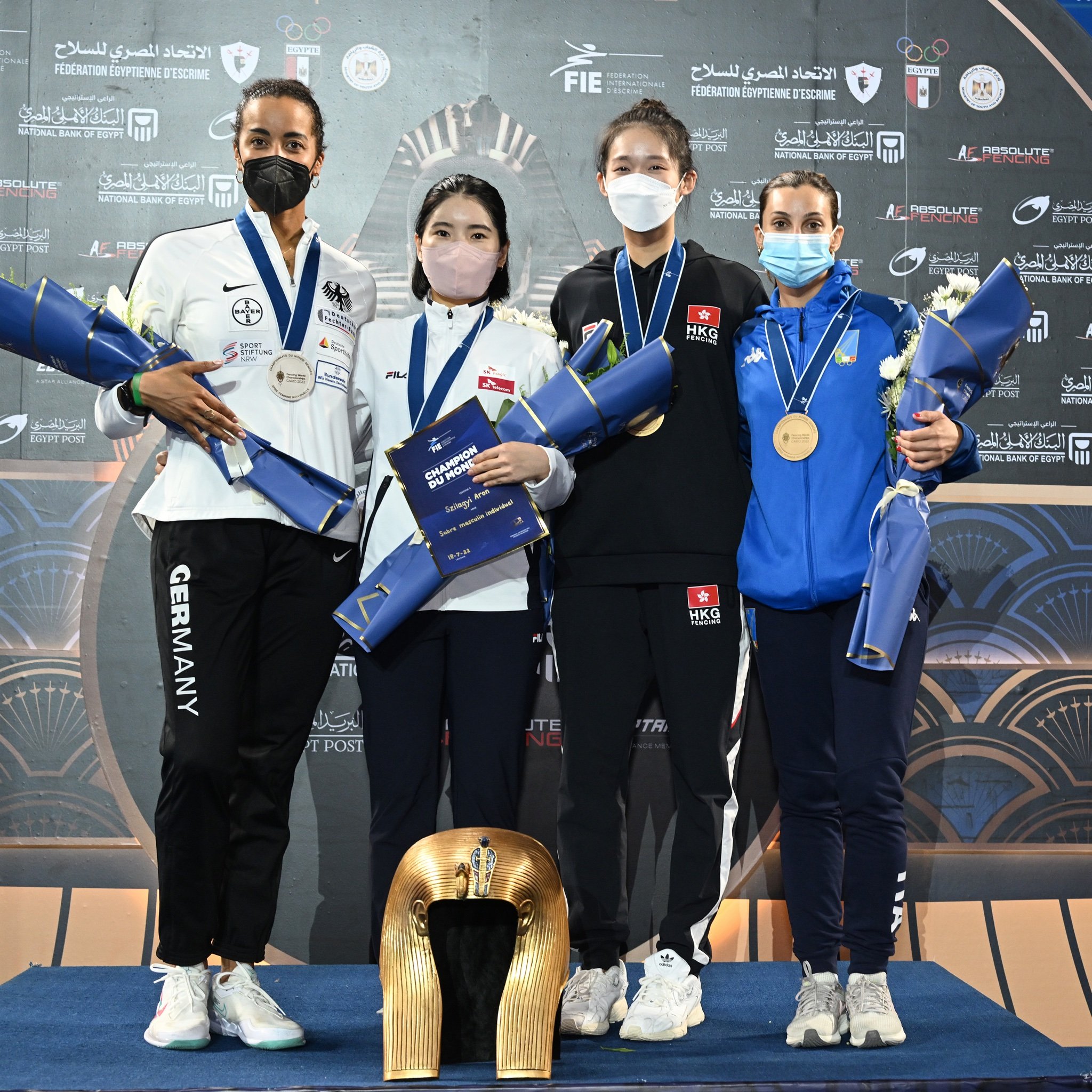 The women’s epee medal ceremony. Photo: FIE 