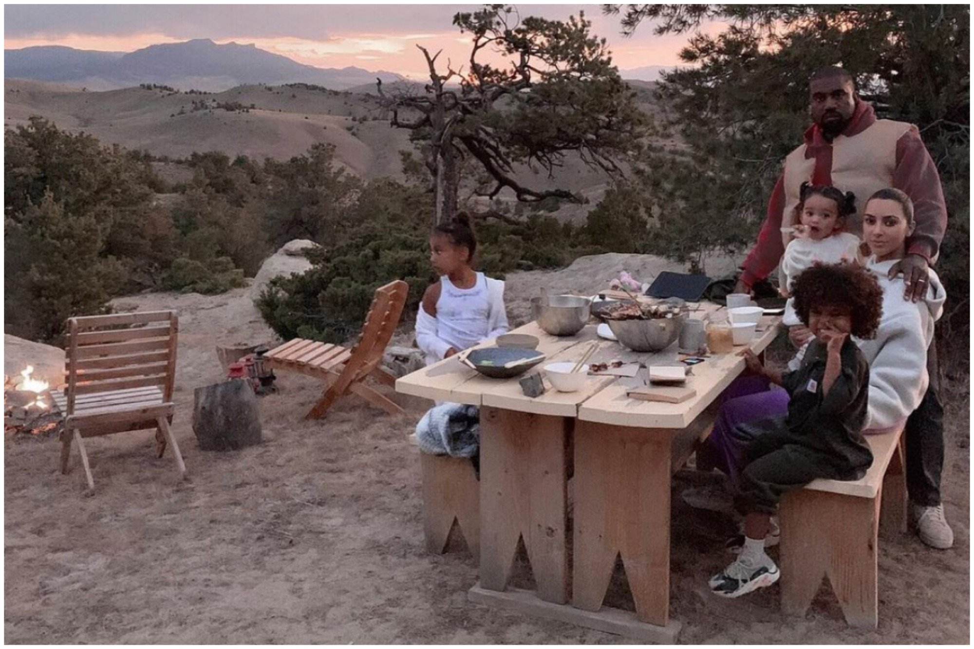 Kanye West, Kim Kardashian and their children at their Wyoming home before their divorce. Photo: @kimkardashian/Instagram