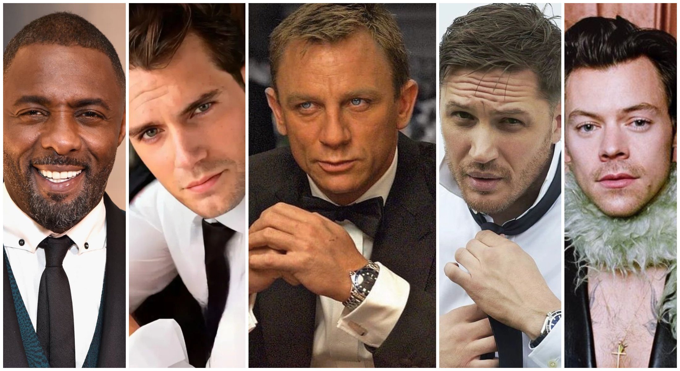 Could Idris Elba, Henry Cavill, Tom Hardy or Harry Styles replace Daniel Craig as James Bond? The film’s producers remain tight lipped. Photos: @idriselbaworld, @henrycavilll, @danielcraigofflcial_, @tom.hardy.legacy,
@harrystyles/Instagram