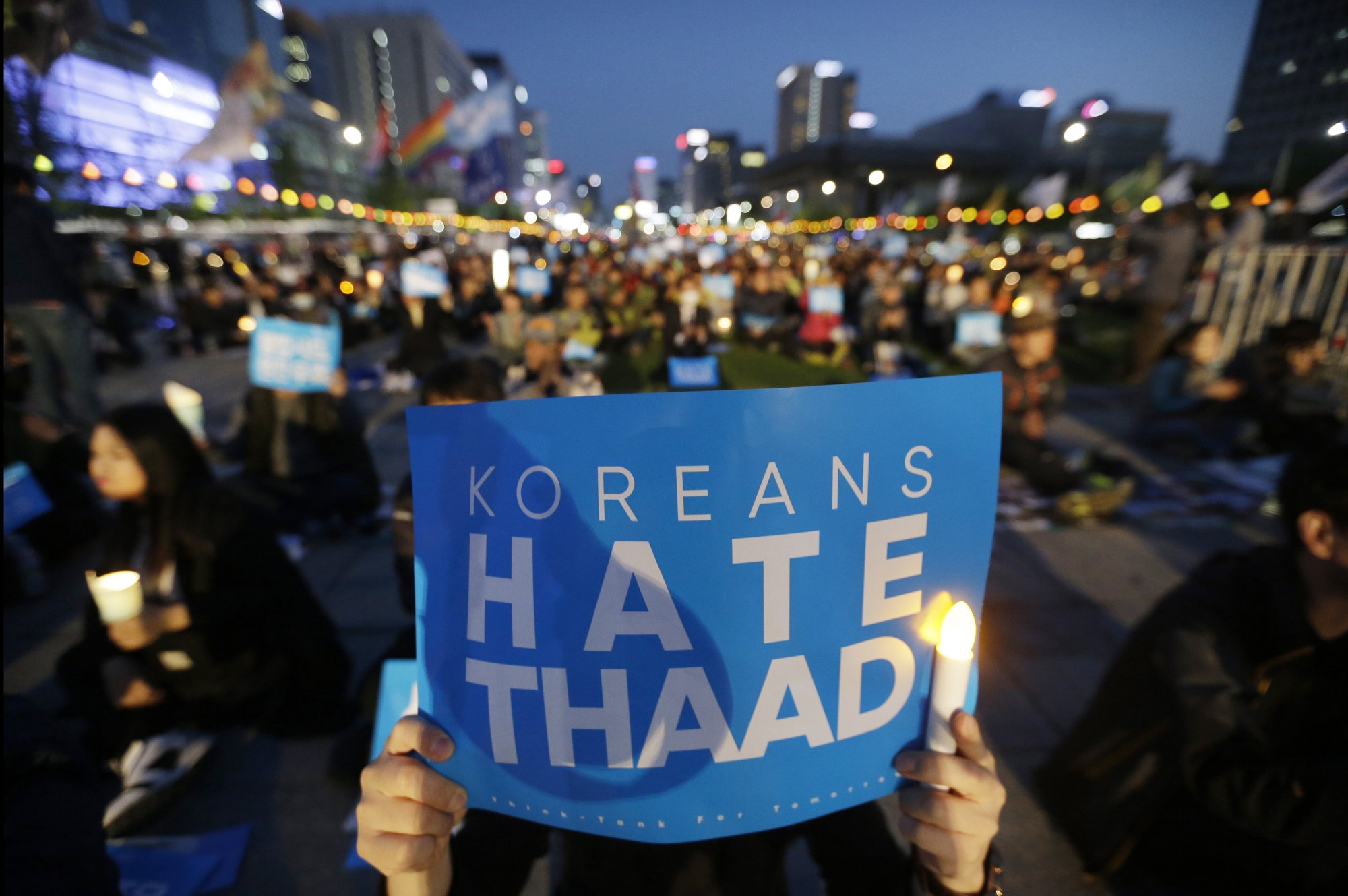 Protesters in Seoul in 2017 rally to oppose the plan to deploy a US missile defence system called Terminal High-Altitude Area Defence, or THAAD. Photo: AP