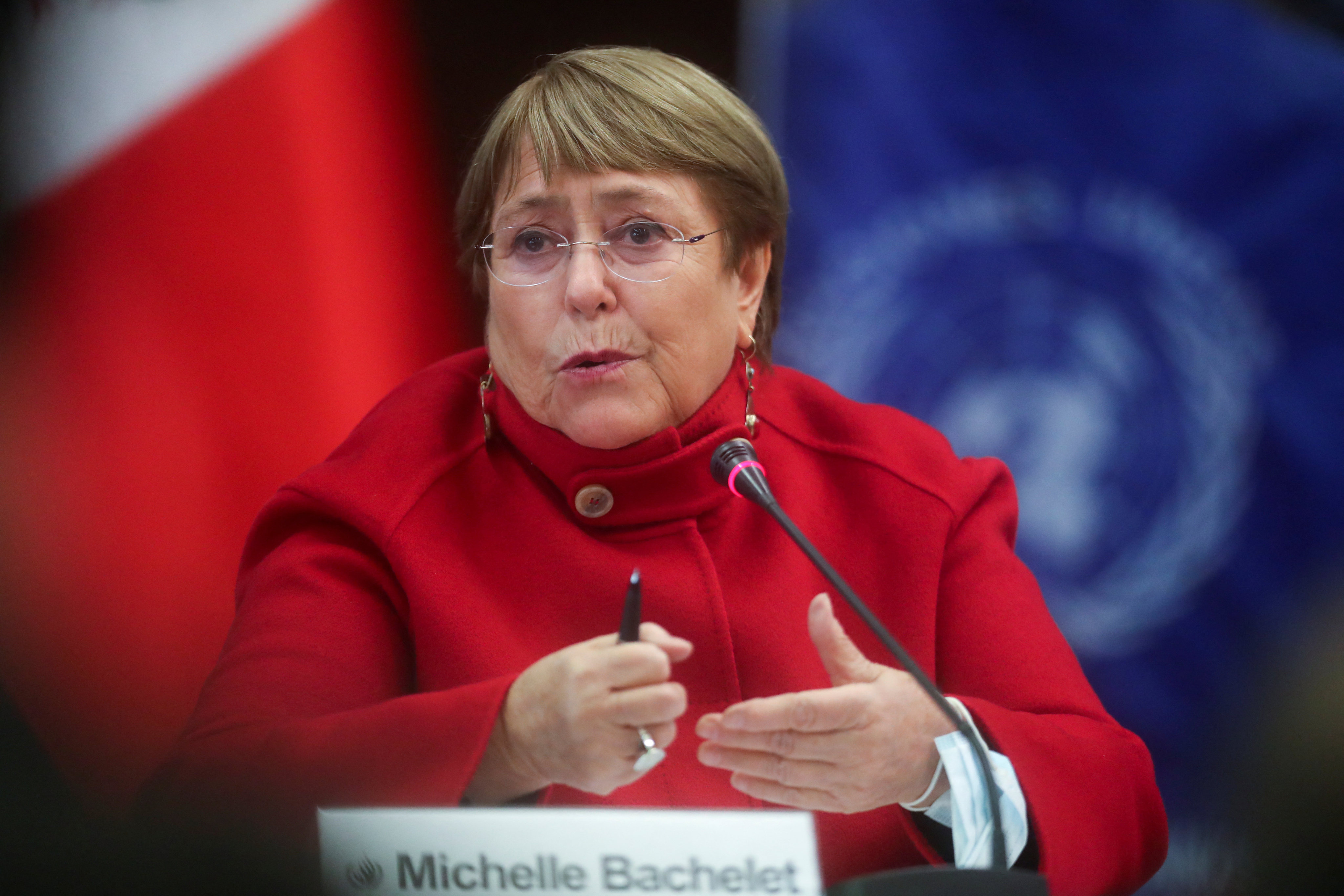 UN human rights chief Michelle Bachelet addressing the media on Wednesday in Lima, Peru. Bachelet has faced fierce criticism for her trip to Xinjiang in western China in May. Photo: Reuters