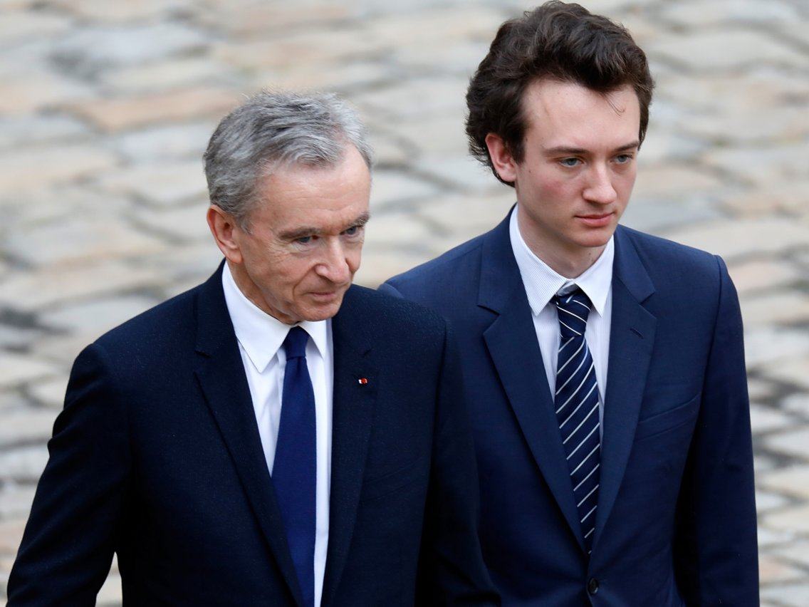 Europe’s wealthiest man, Bernard Arnault, with his fourth child, Frédéric Arnault, back in 2018. Photo: Reuters
