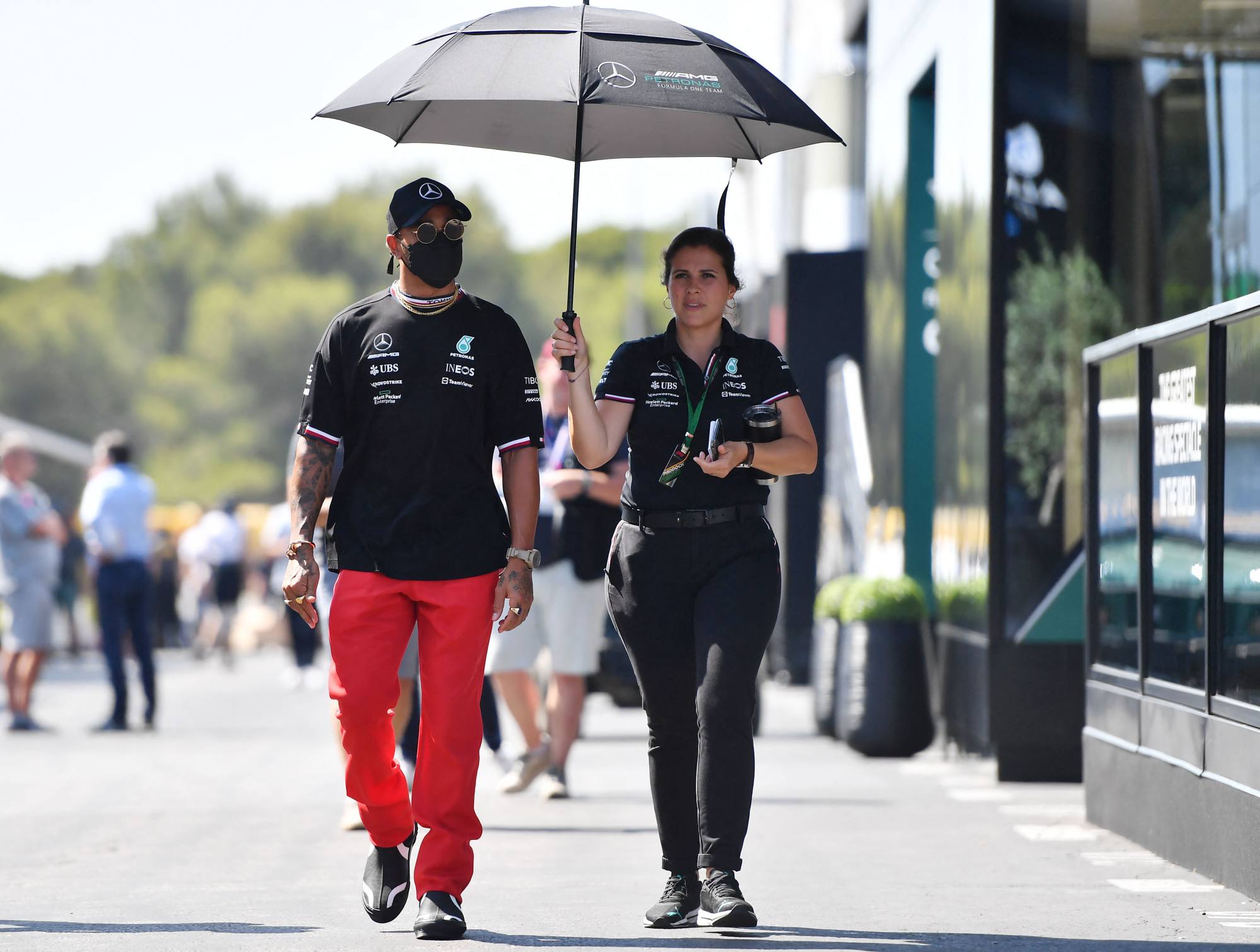 Lewis Hamilton walks on the eve of the start of the Formula One French Grand Prix. Photo: AFP