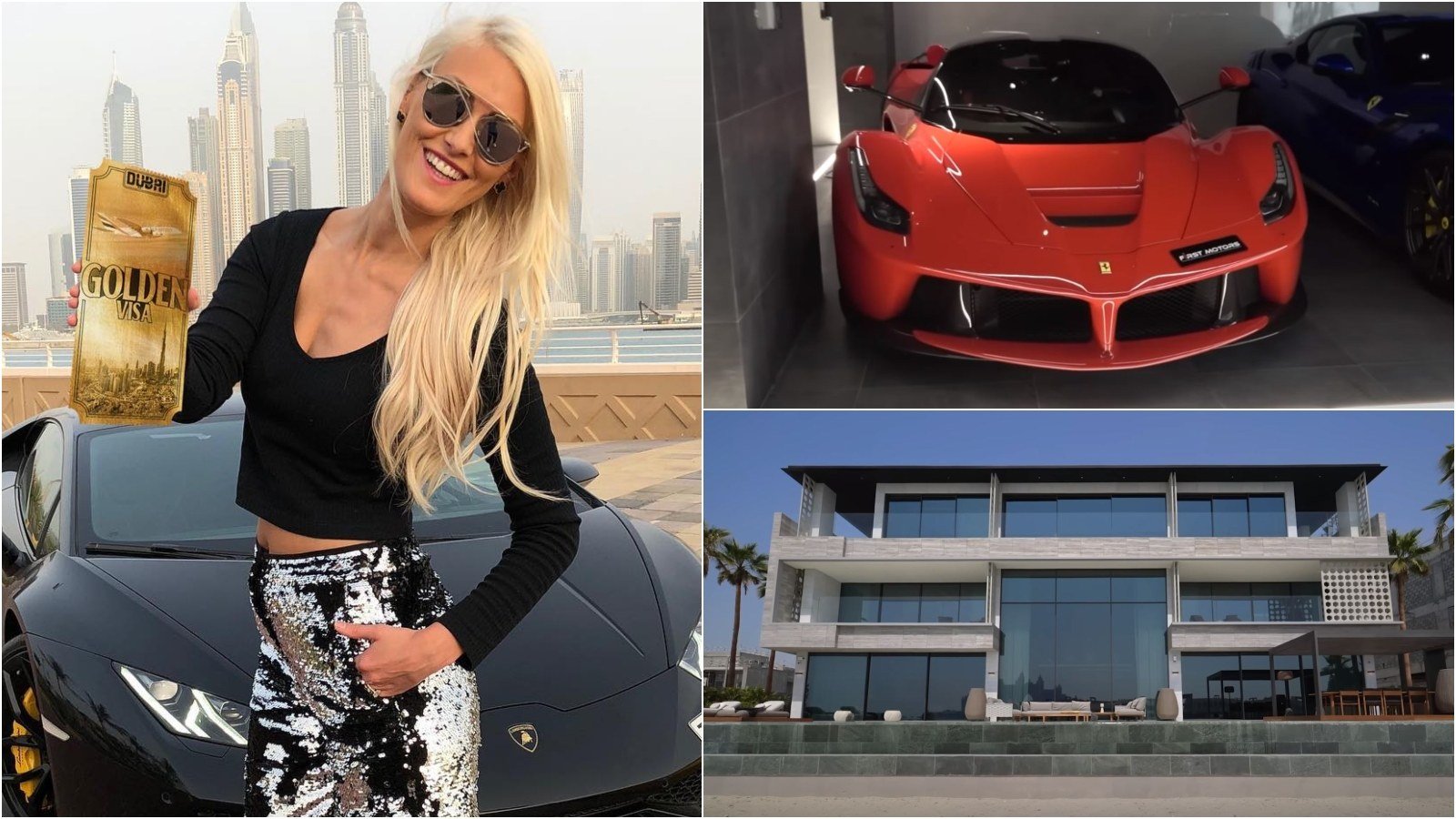 Alex Hirschi, aka Supercar Blondie, just made a startling discovery in a mansion in Dubai. Photos: @supercarblondie/Instagram, Supercar Blondie/YouTube