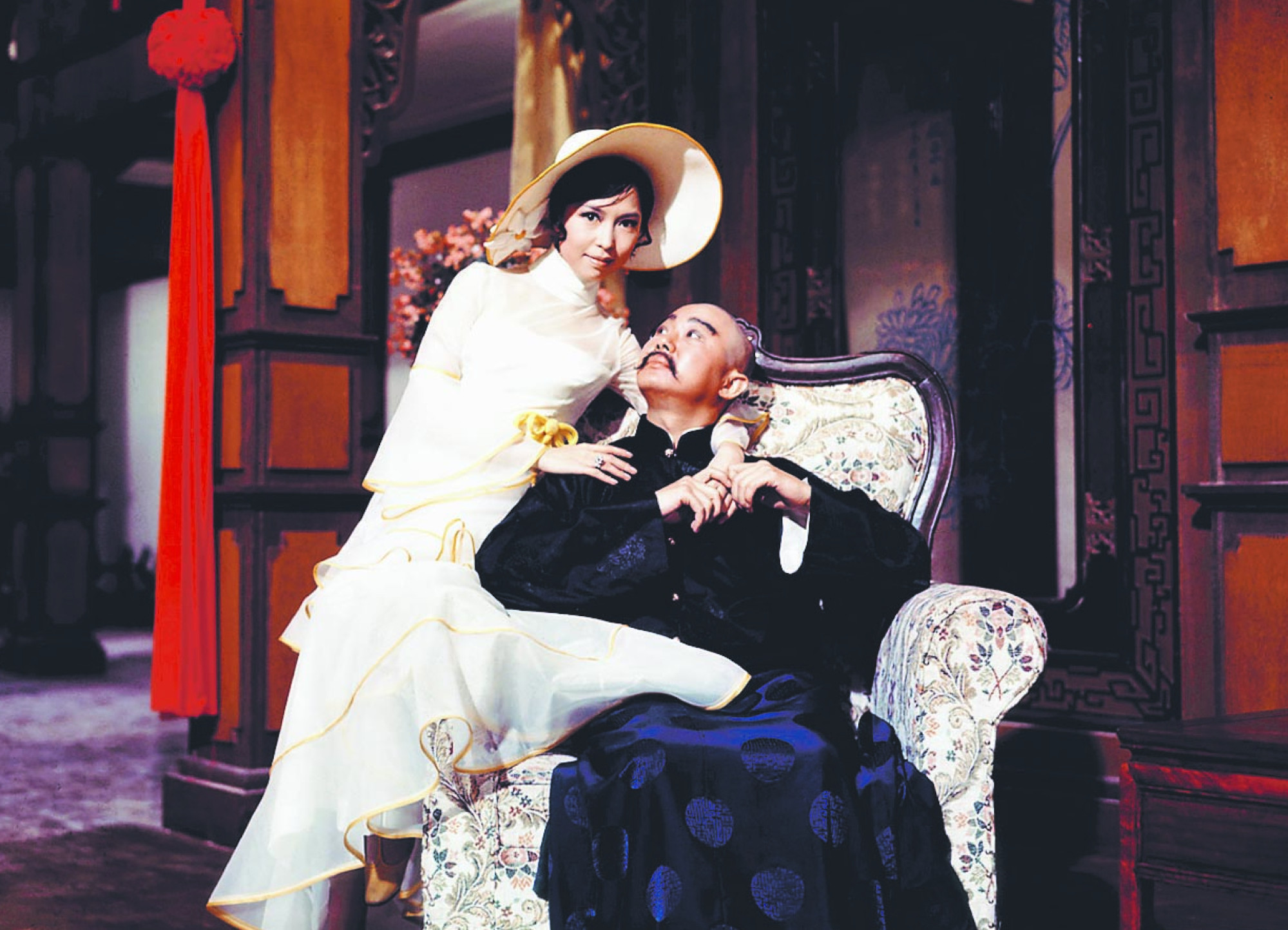 Hui (right), in his film acting debut, and Tina Leung in a still from The Warlord (1972).