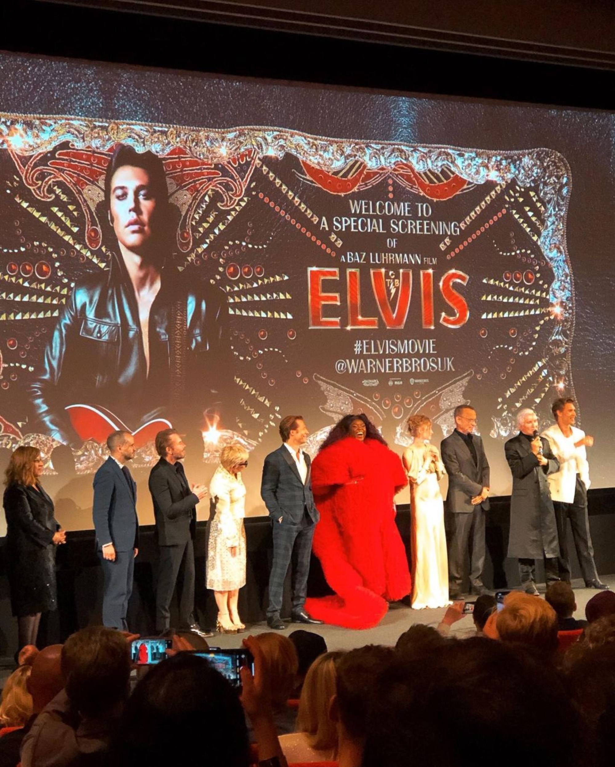 A screening of Elvis ahead of its international theatrical release. Photo: @caseyreine/Instagram