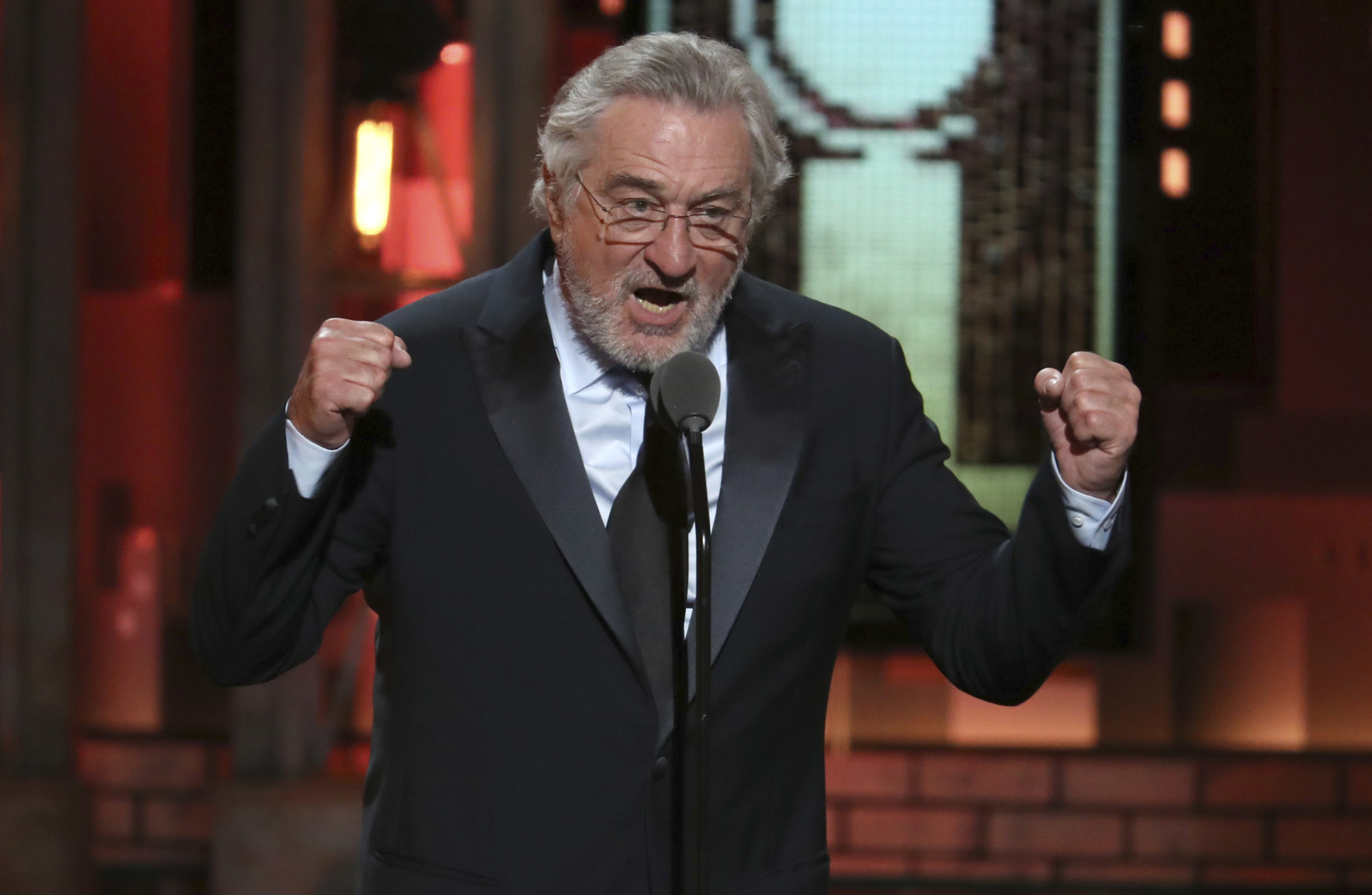 Robert De Niro introduces a performance by Bruce Springsteen at the 72nd annual Tony Awards at Radio City Music Hall in June 2018, in New York. Photo: Invision/AP